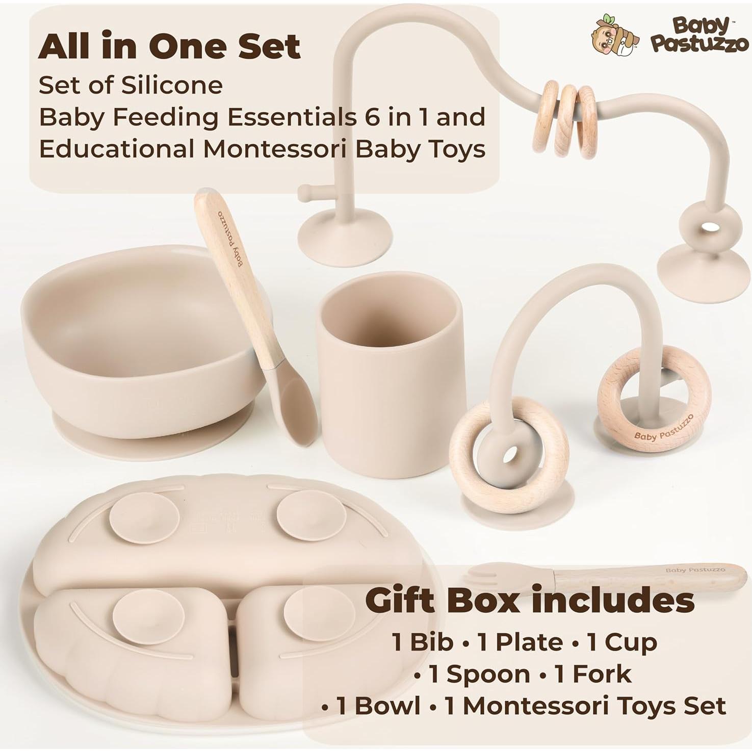 Set de Alimentación de Silicona 6 en 1 Baby Pastuzzo Beige