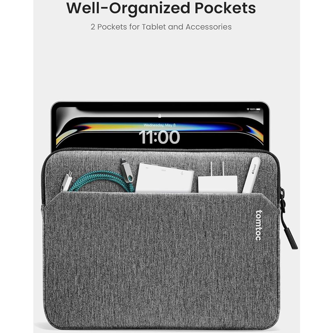 Funda tomtoc para iPad 11" 2025, Air y Pro, Gris