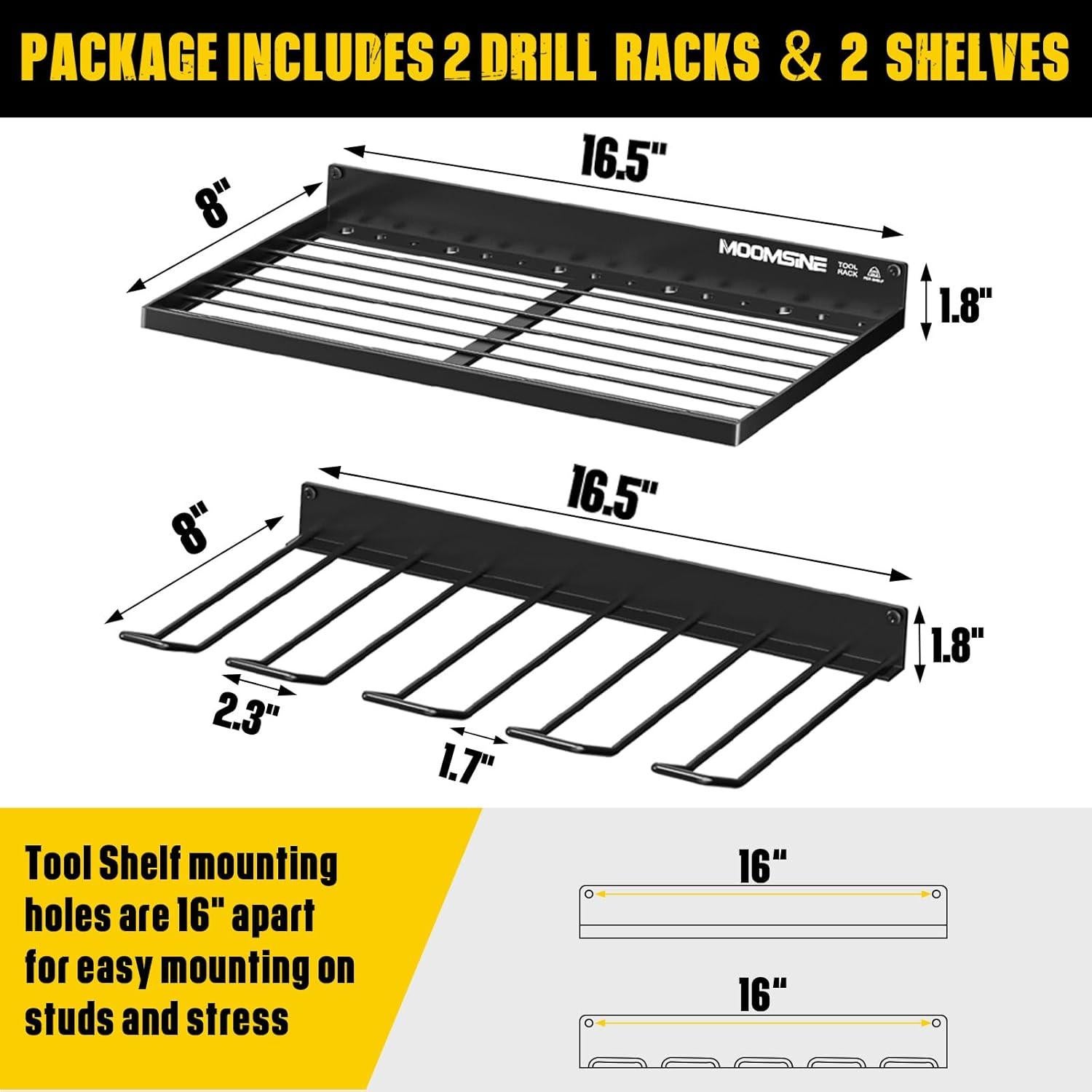 Organizador de Herramientas MOOMSINE para Garaje - 2 Estantes Metal