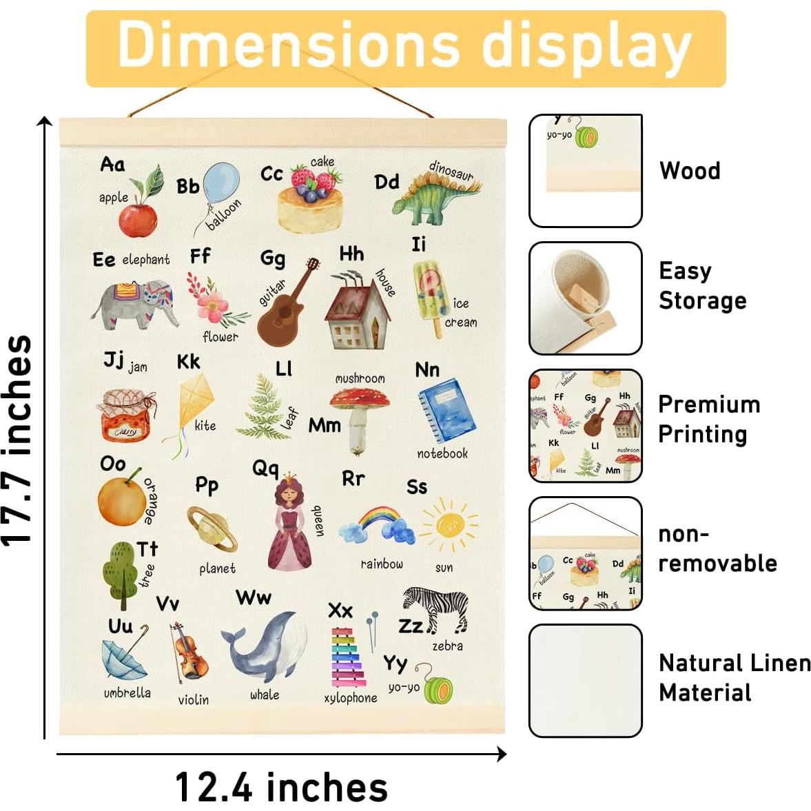 Marco de Póster de Alfabeto BirtDerr 45x31.5 cm Decoración Infantil