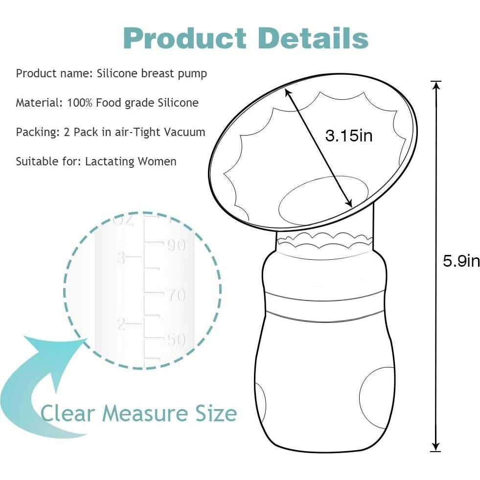 Paquete de 2 Extractores de Leche Manuales ROSE HANNABABY Silicona