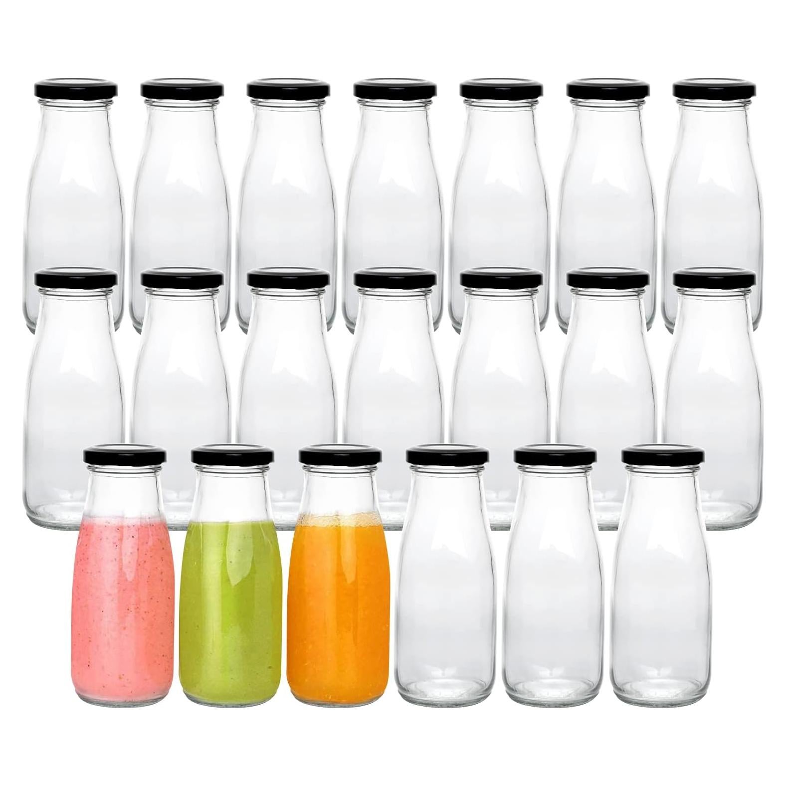 Botellas de vidrio QAPPDA 350ml con tapa negra hermética - Set 20
