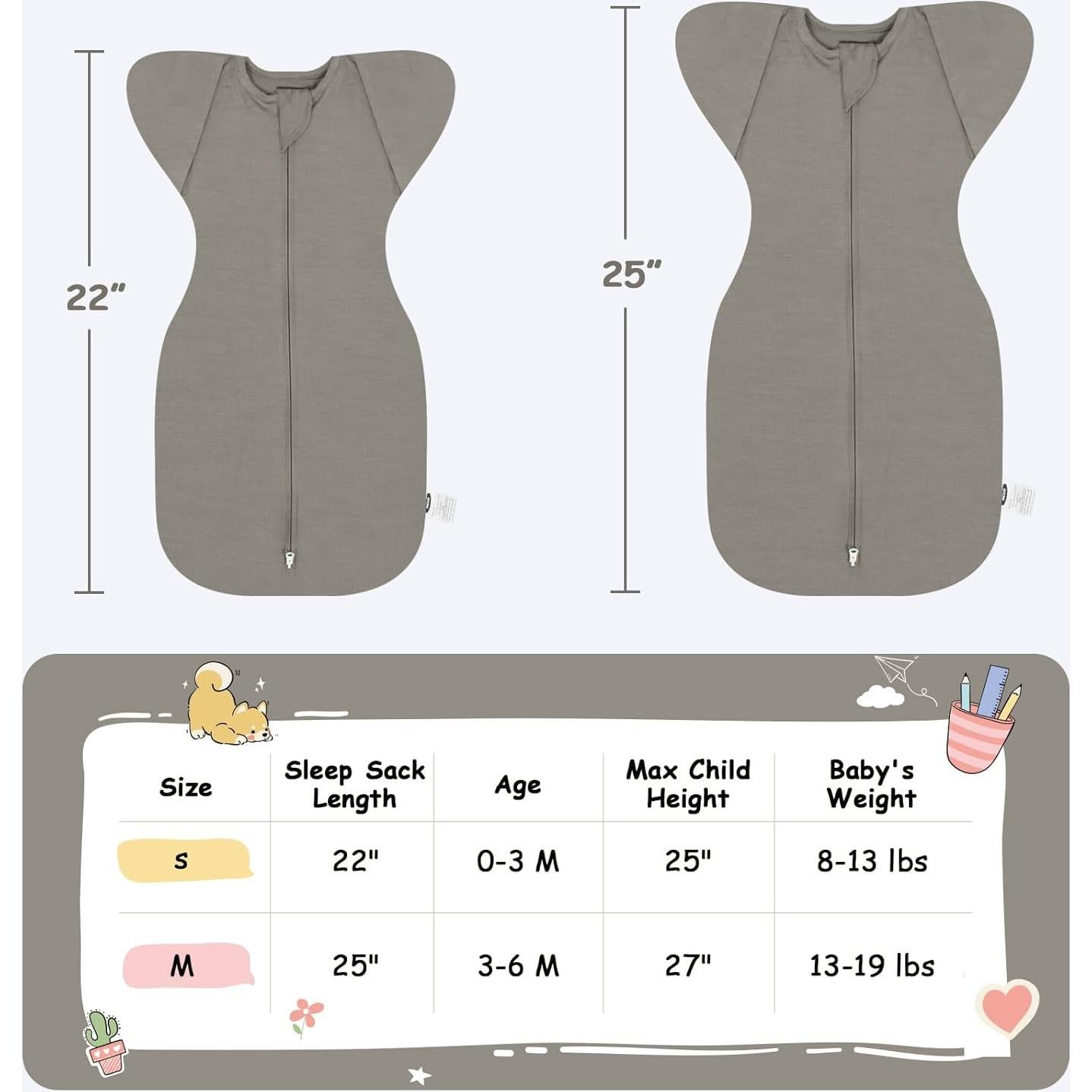 Saco de Sueño Mexxi para Bebé 0-3 Meses, 0.5 TOG, 2 Piezas