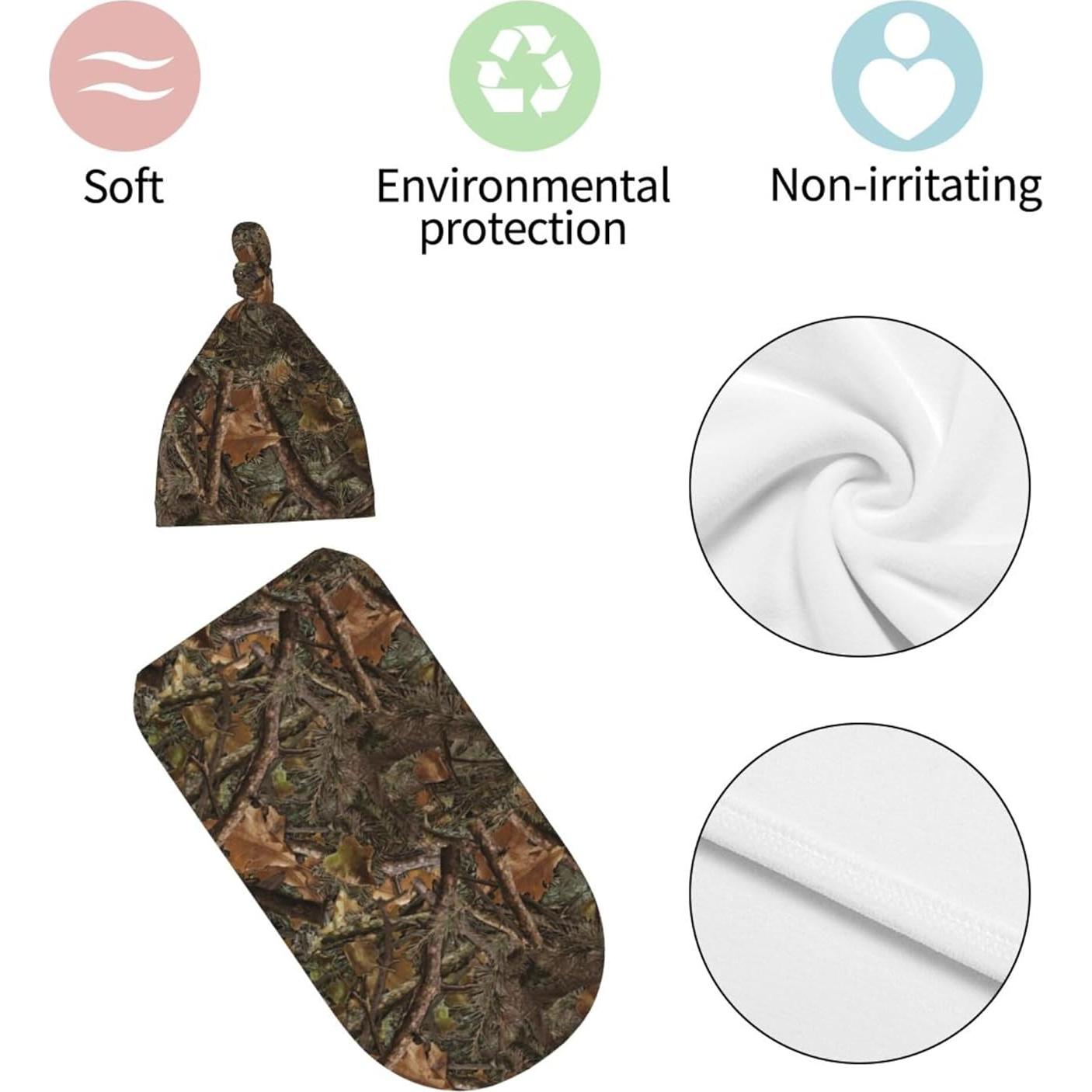 Manta de Envoltura Suave Jarverce Camo para Bebé 0-6 meses