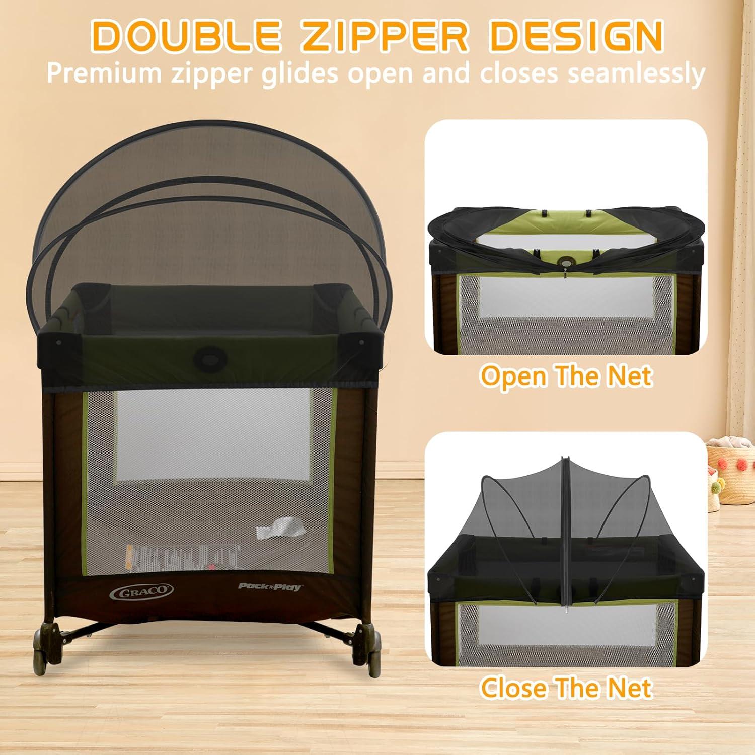 Funda Antimosquitos para Cuna de Viaje Jiangcha - Negro Grande