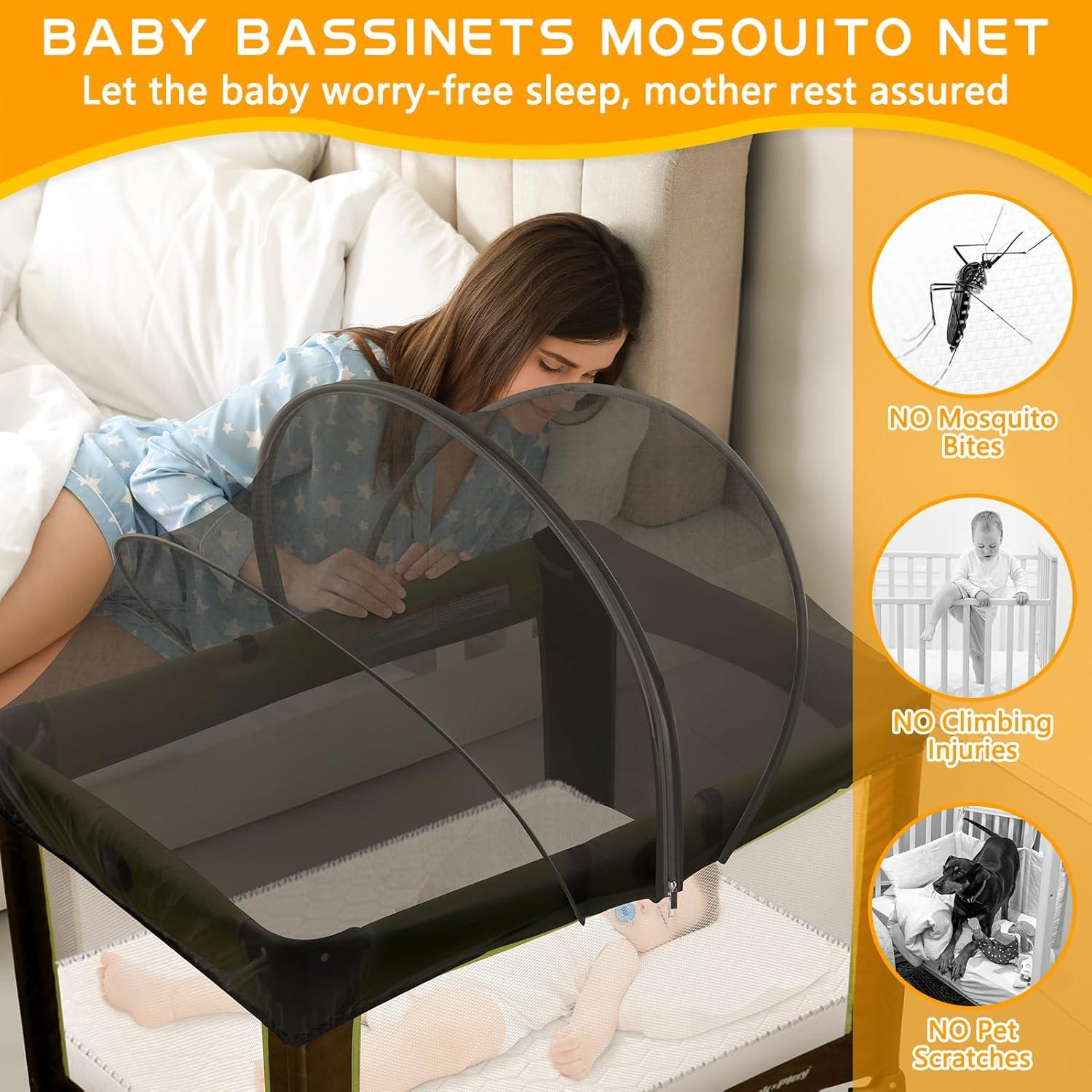 Funda Antimosquitos para Cuna de Viaje Jiangcha - Negro Grande