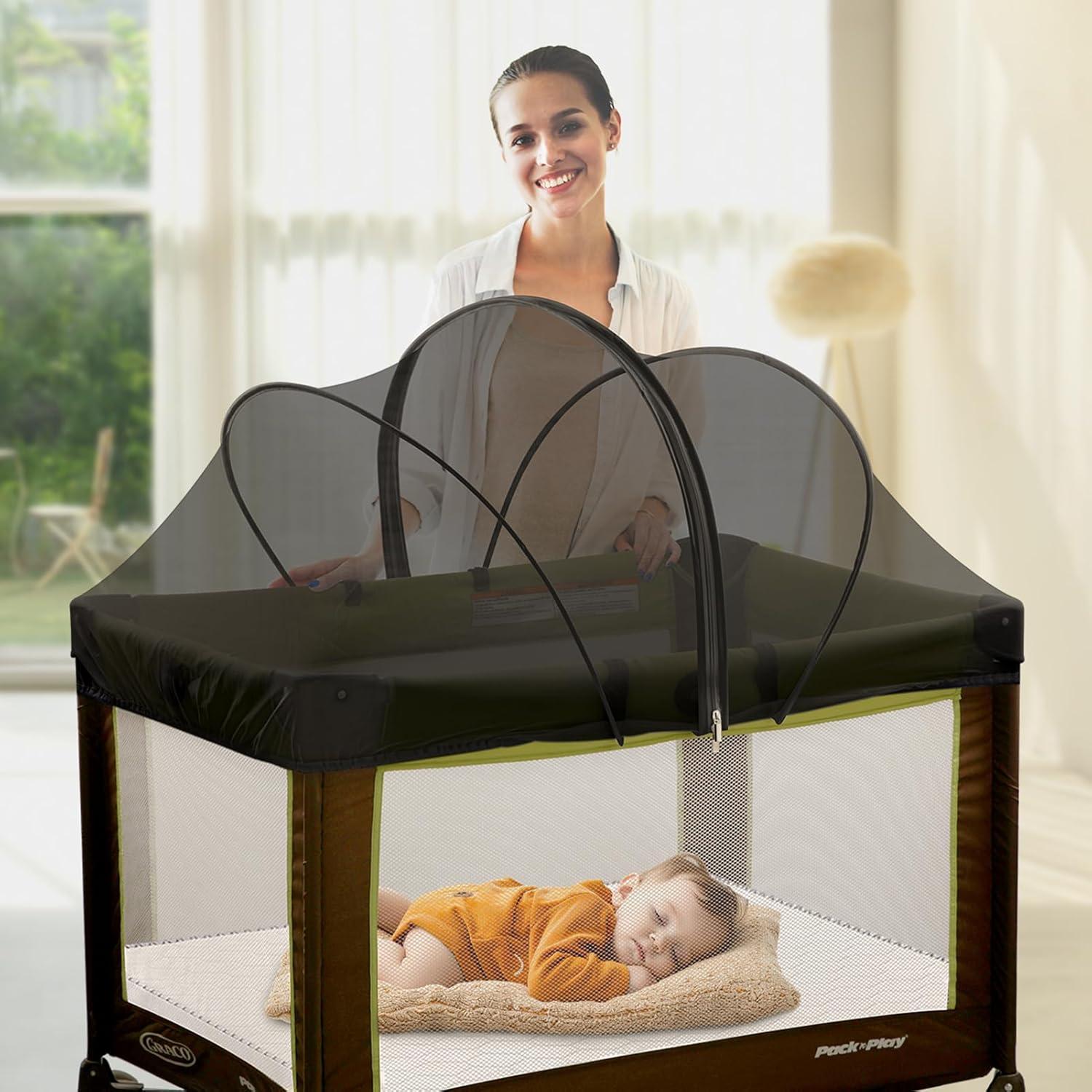 Funda Antimosquitos para Cuna de Viaje Jiangcha - Negro Grande