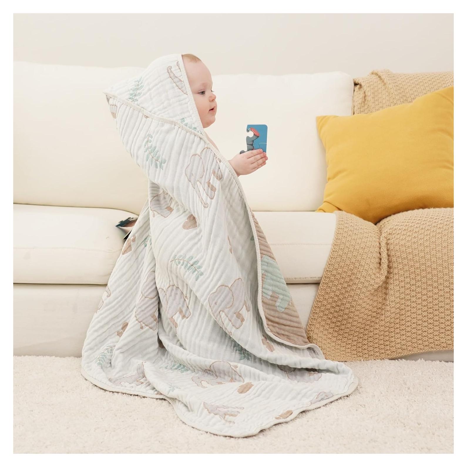 Toalla con Capucha HardNok de Muselina 81x81 cm Elefante