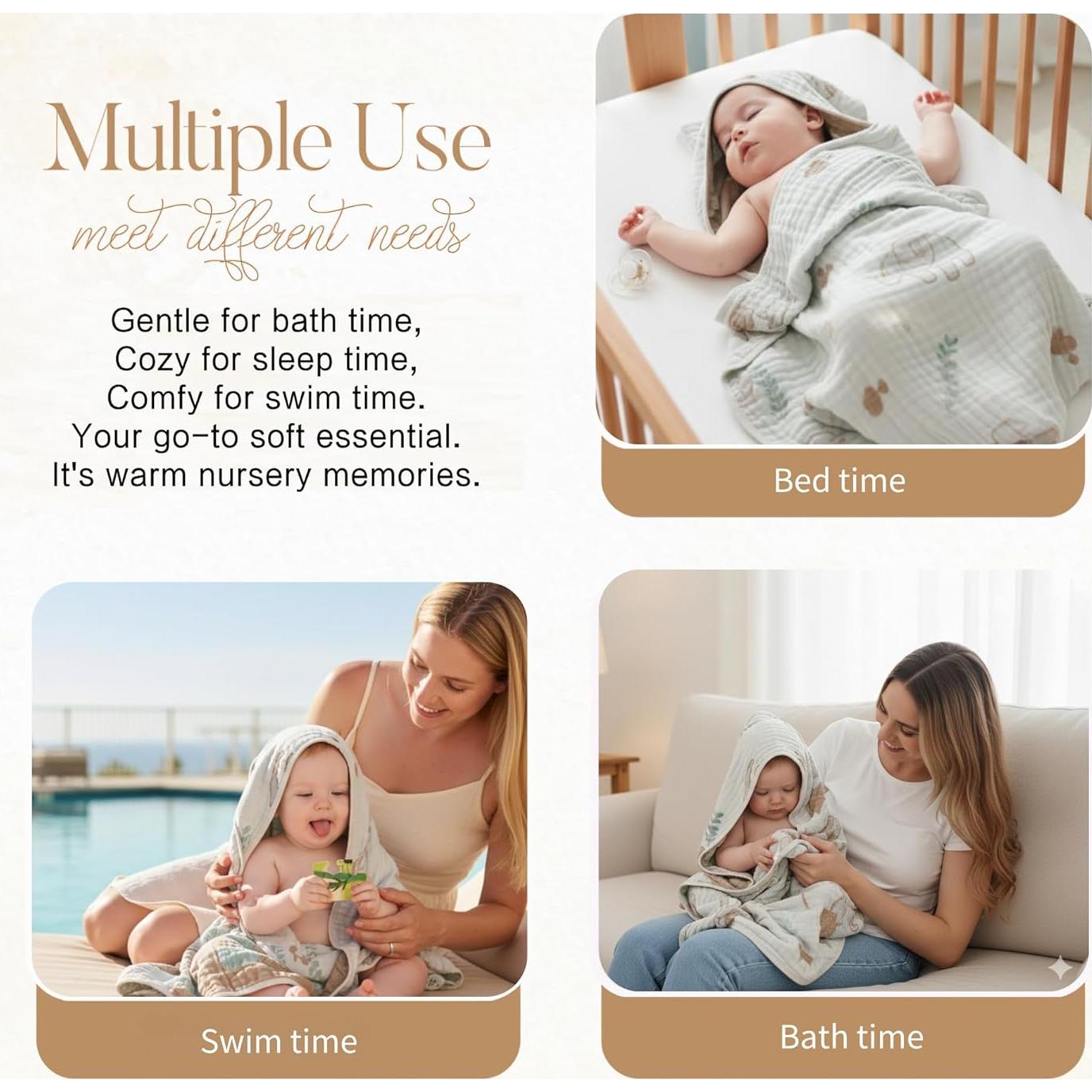 Toalla con Capucha HardNok de Muselina 81x81 cm Elefante