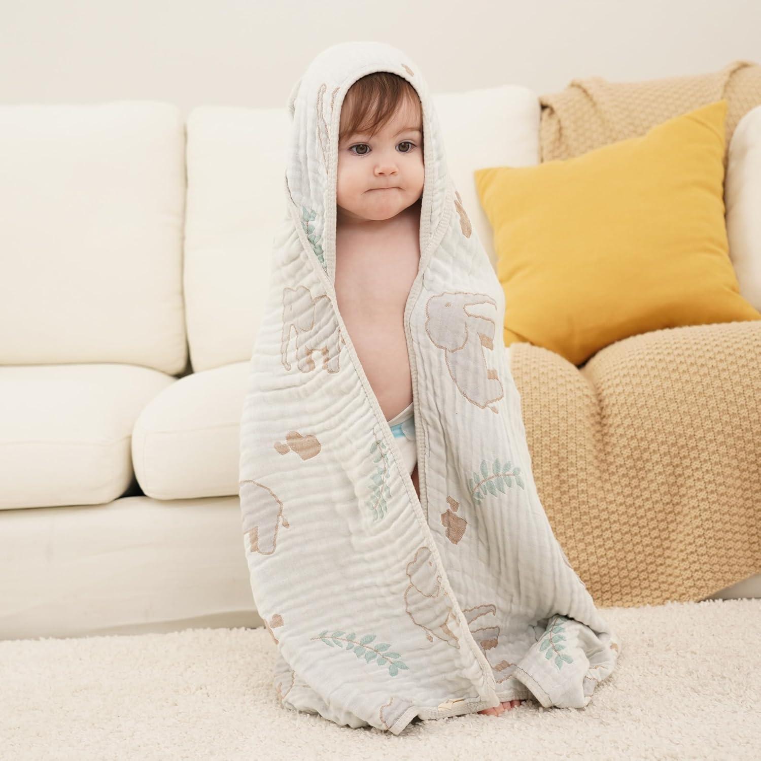 Toalla con Capucha HardNok de Muselina 81x81 cm Elefante