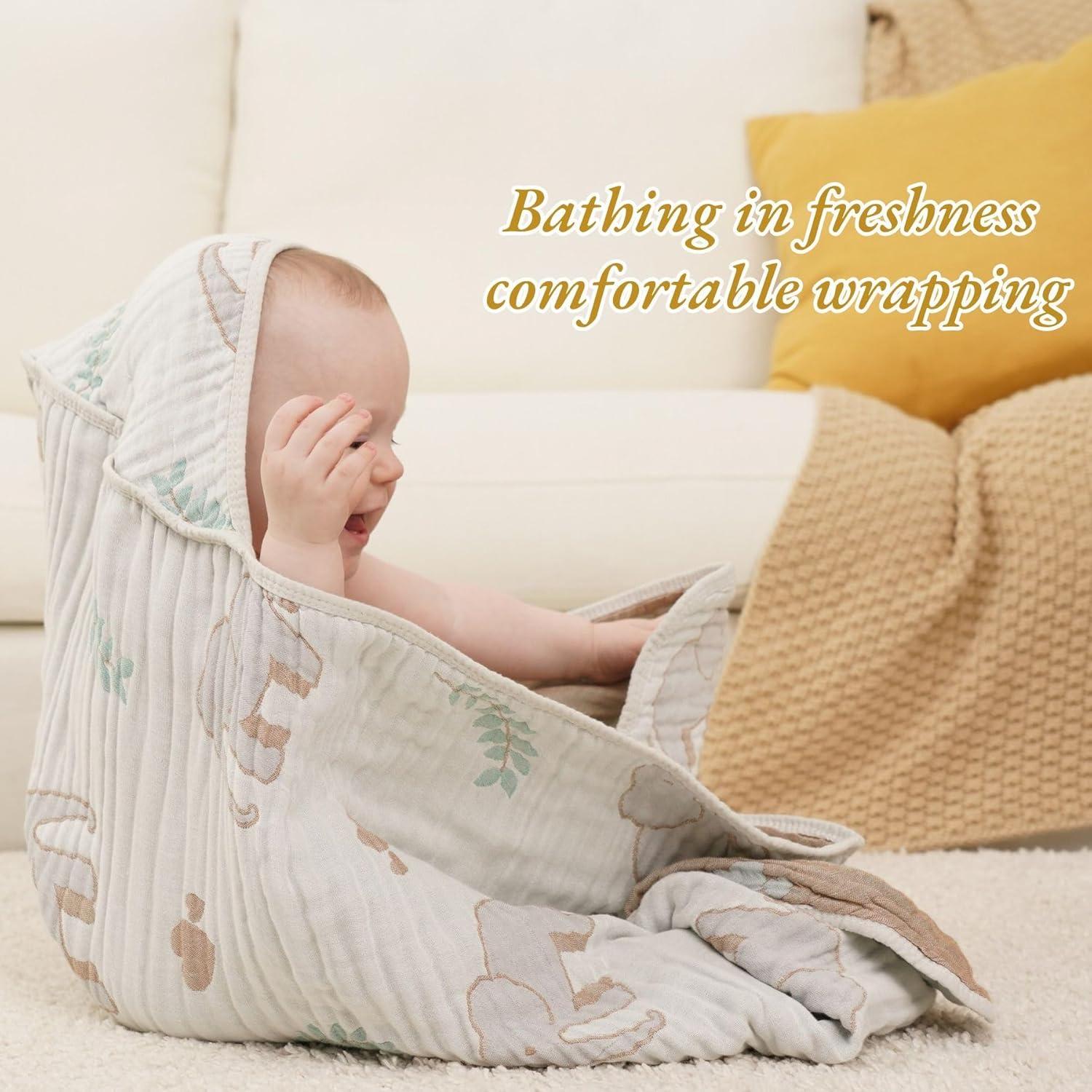 Toalla con Capucha HardNok de Muselina 81x81 cm Elefante