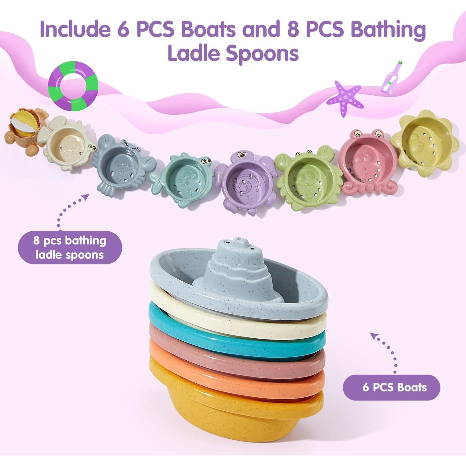 Juguetes de Baño para Bebés AMCHSURI 14 PCS Coloridos