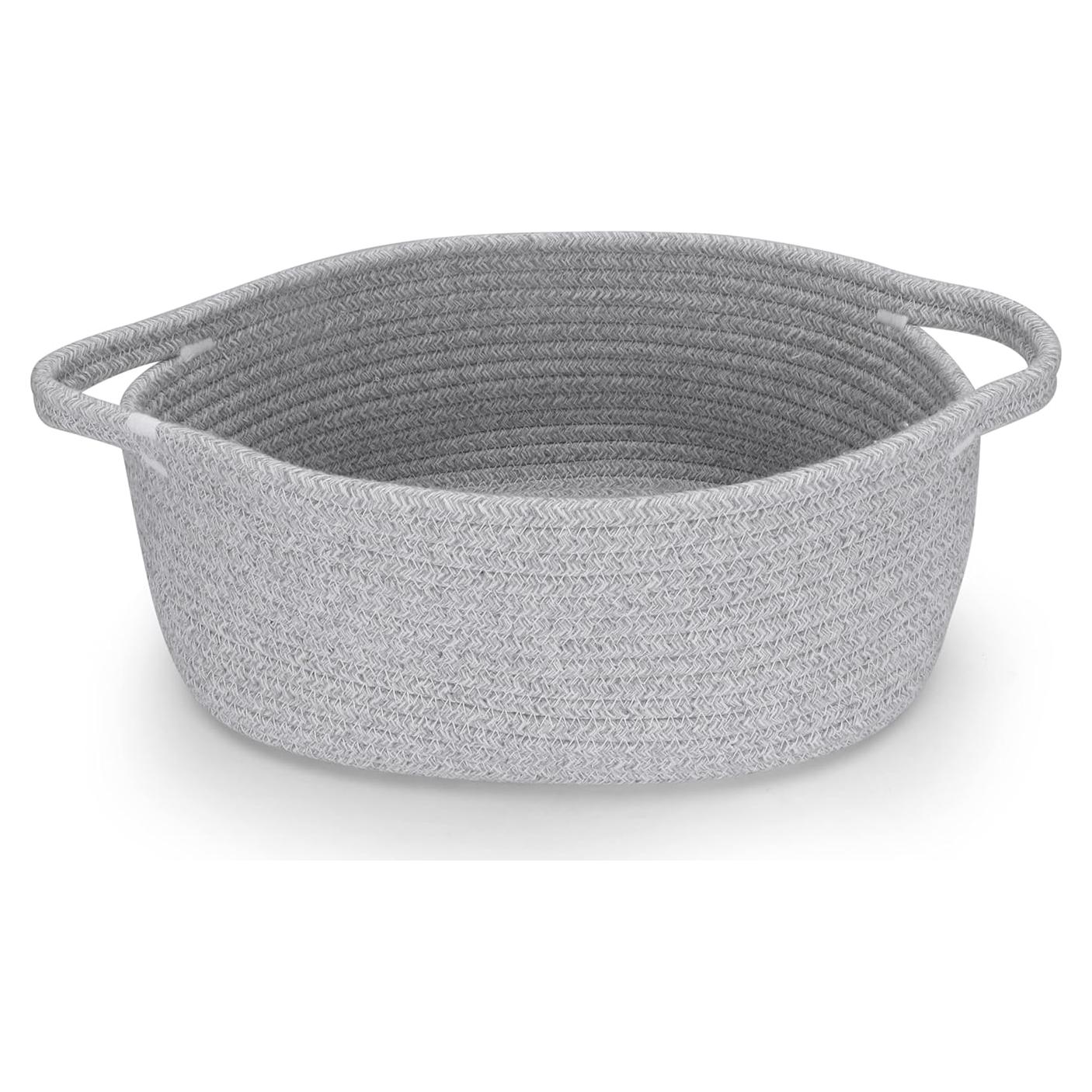 Cesta de Almacenamiento de Cuerda de Algodón Gris 30x20x12 cm
