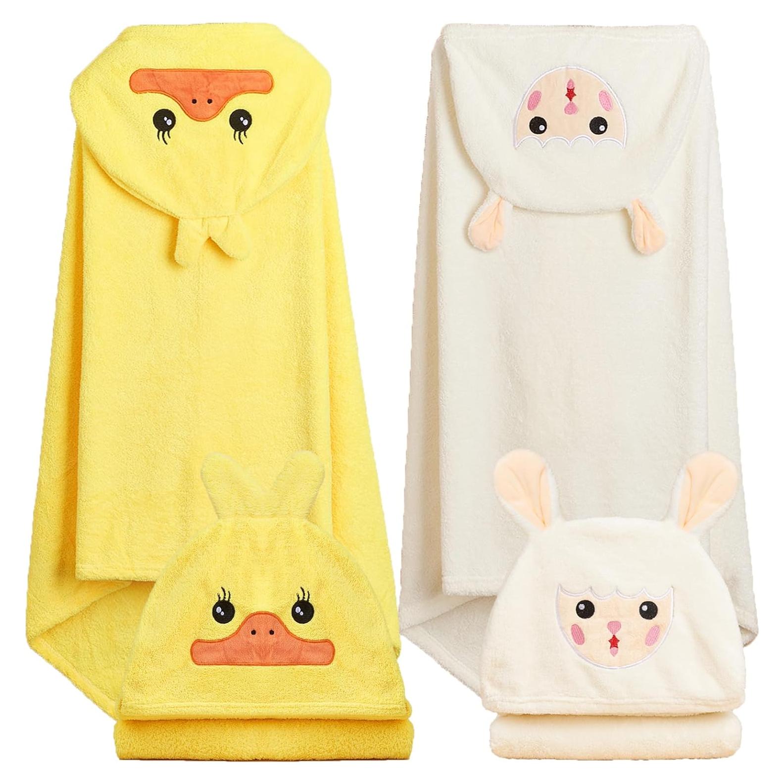 Toallas con Capucha FOINEMYED 2-Pack Bebés Suaves 69.85x139.7cm