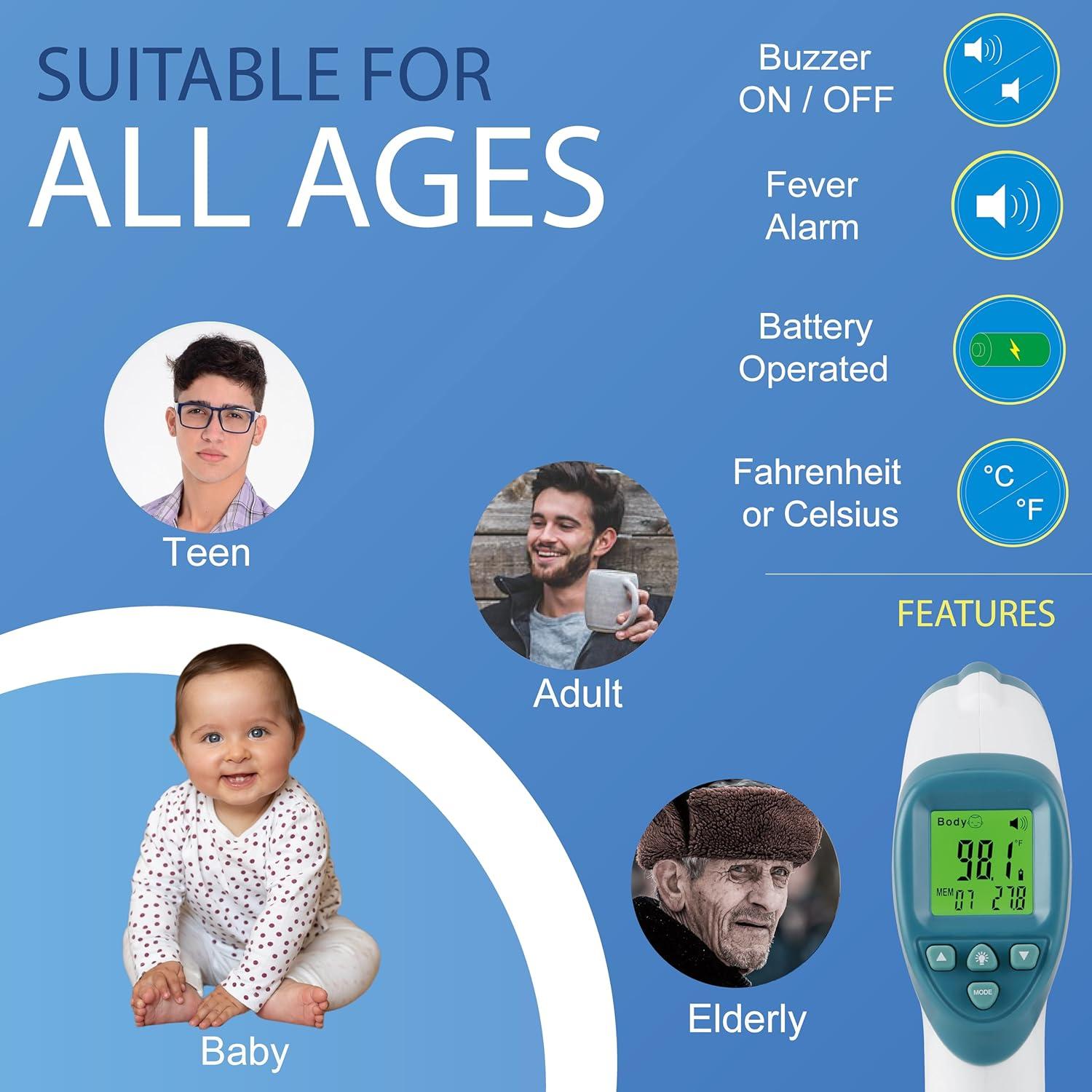 Termómetro Digital Infrarrojo Elate Sin Contacto para Bebés y Adultos