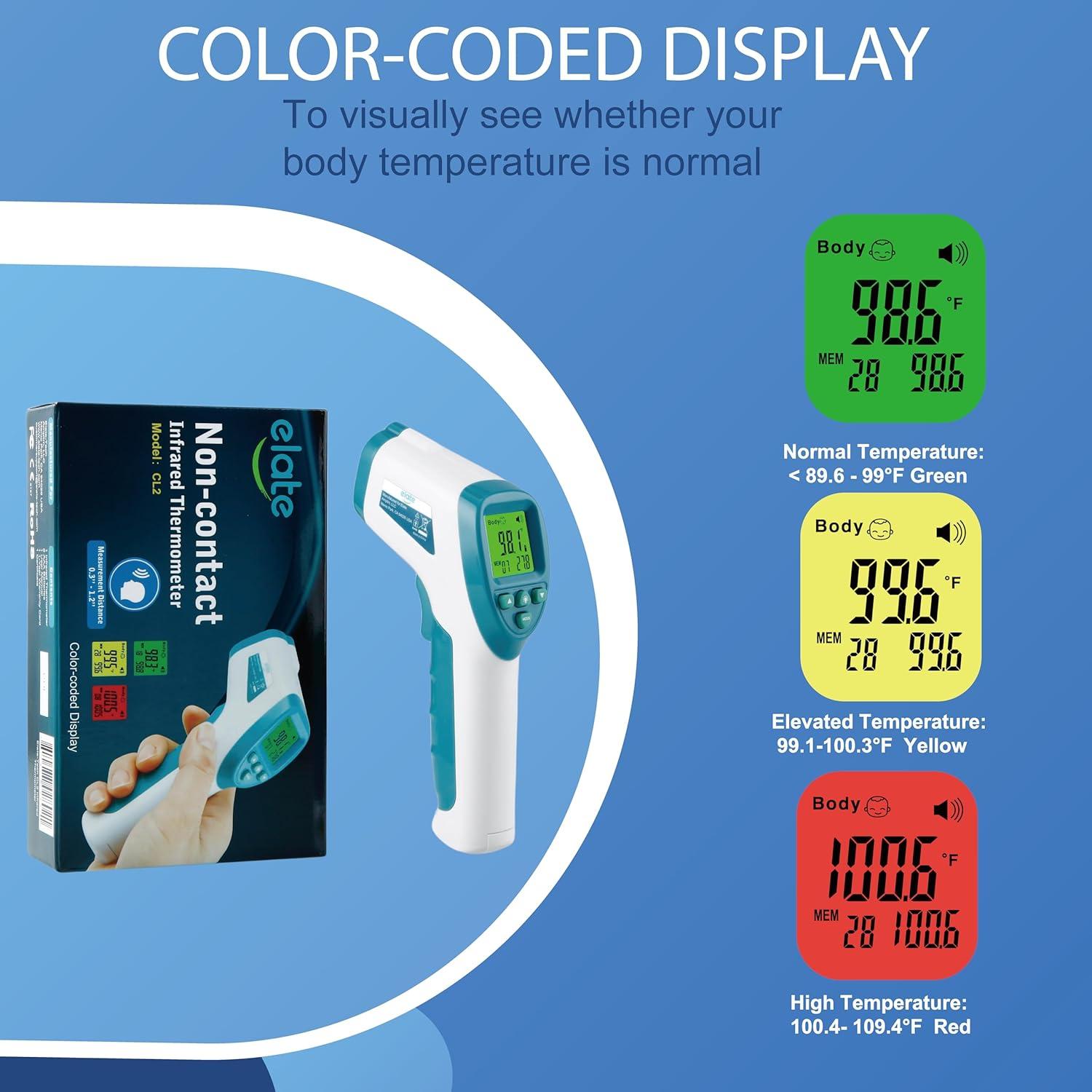 Termómetro Digital Infrarrojo Elate Sin Contacto para Bebés y Adultos