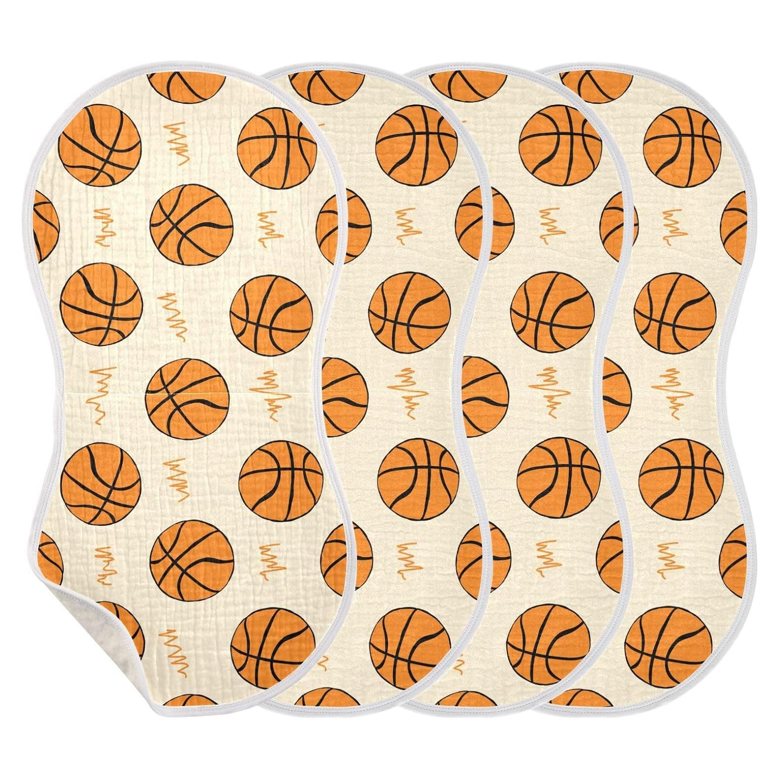 Paños de Eructo de Muselina JHKKU - 4 Unidades 56x28 cm Baloncesto