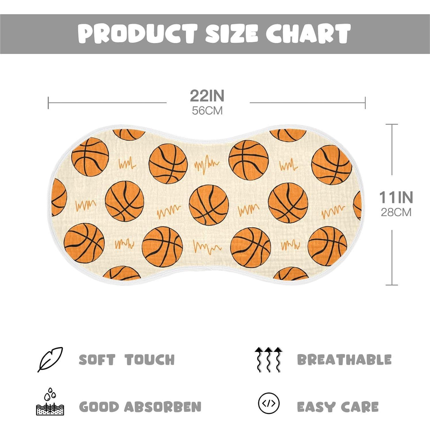 Paños de Eructo de Muselina JHKKU - 4 Unidades 56x28 cm Baloncesto