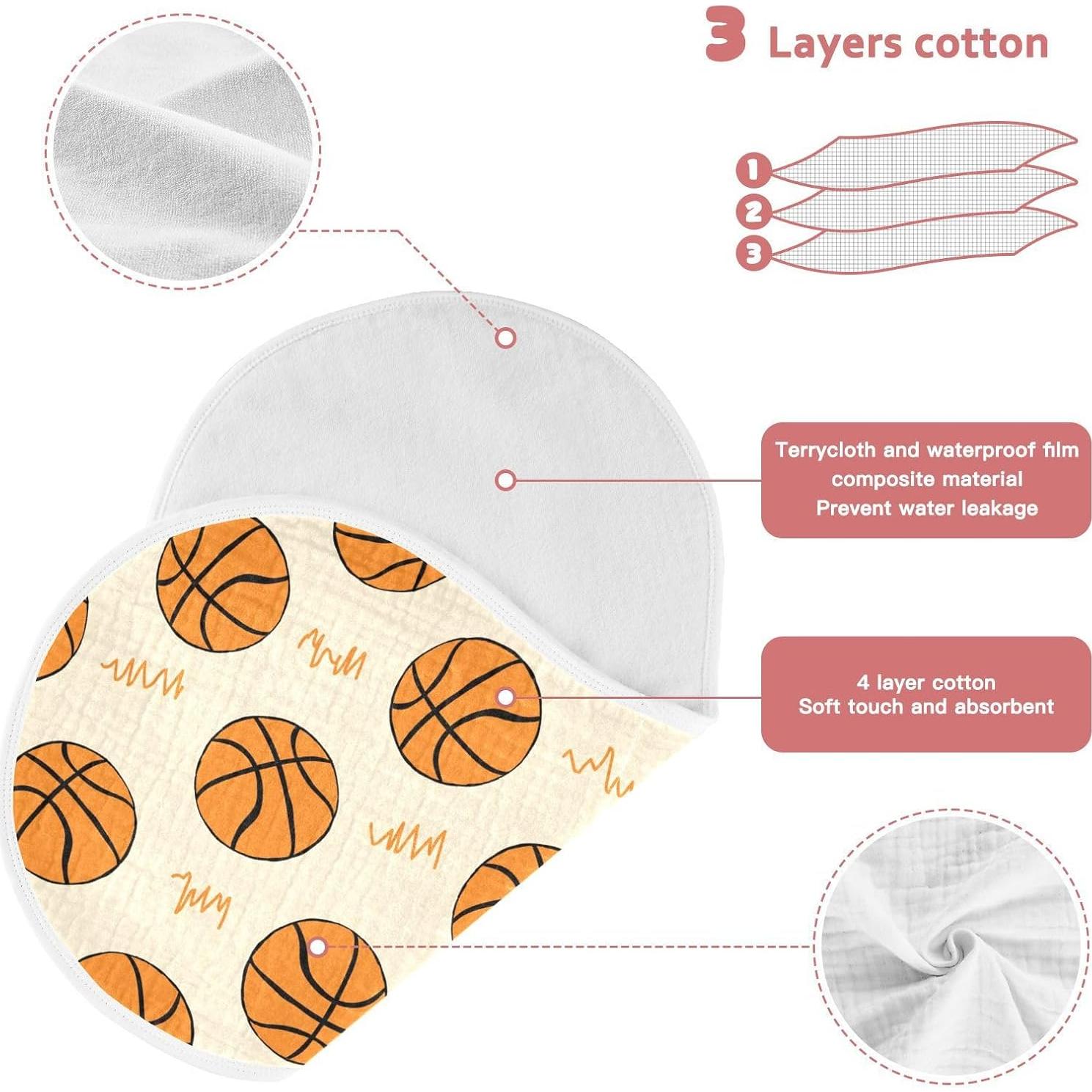 Paños de Eructo de Muselina JHKKU - 4 Unidades 56x28 cm Baloncesto