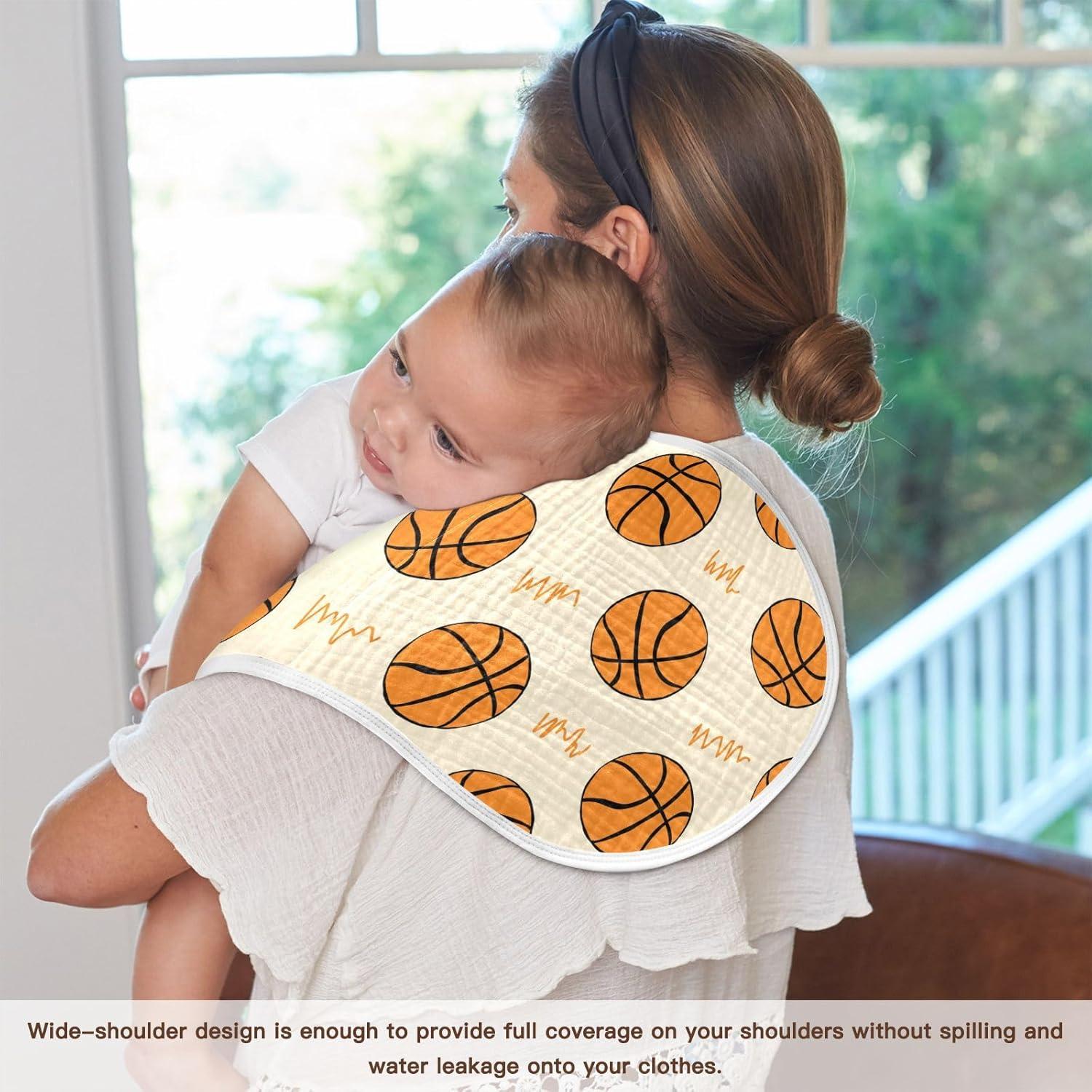 Paños de Eructo de Muselina JHKKU - 4 Unidades 56x28 cm Baloncesto