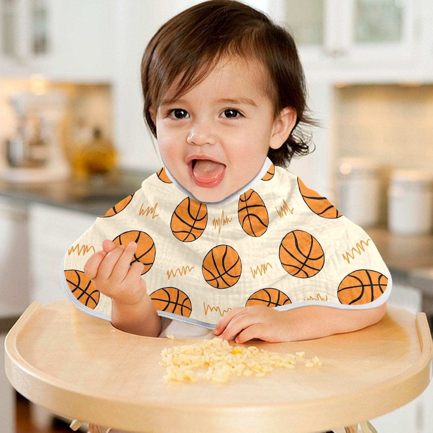 Paños de Eructo de Muselina JHKKU - 4 Unidades 56x28 cm Baloncesto