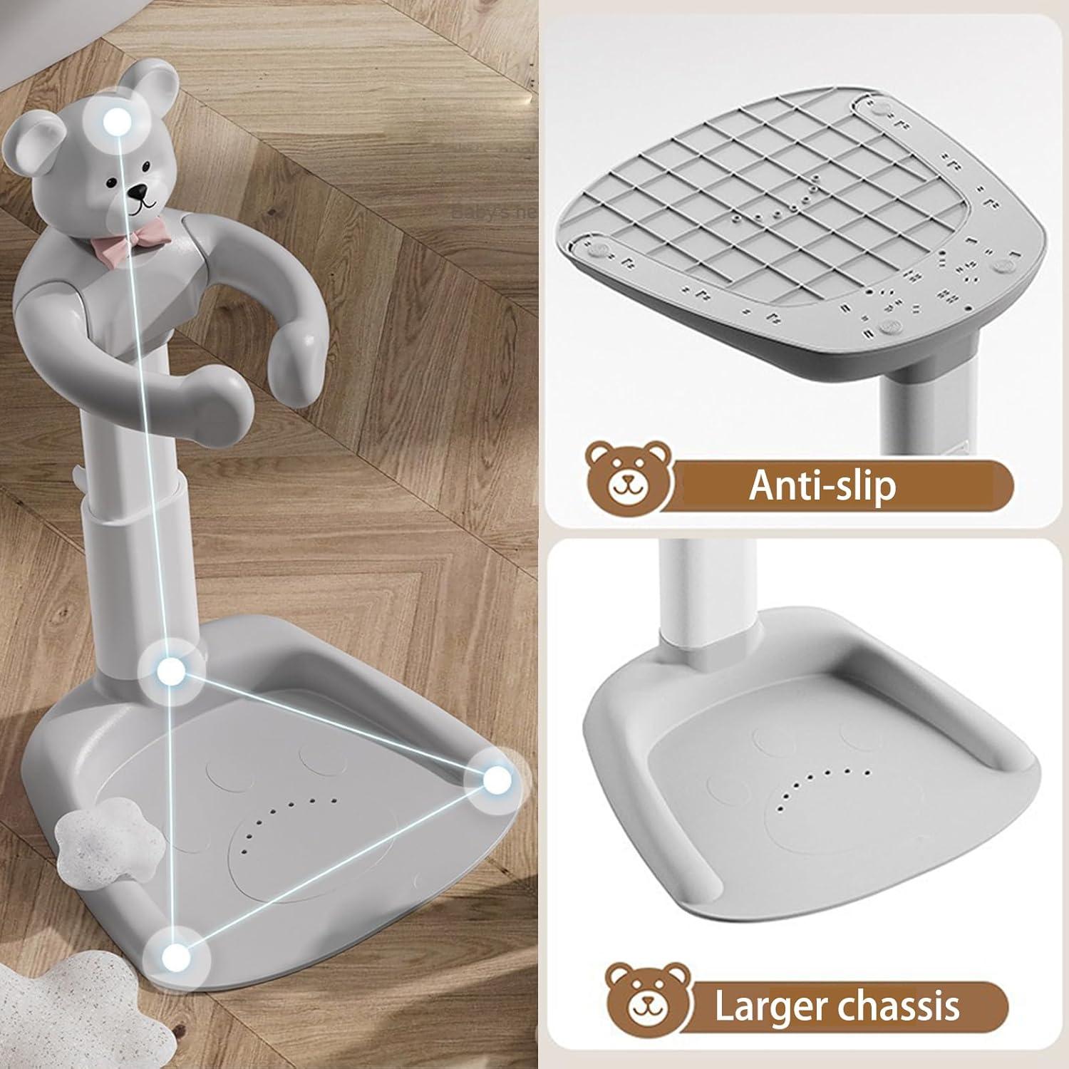 Soporte de Ducha para Bebés Ajustable Antideslizante Oso Gris