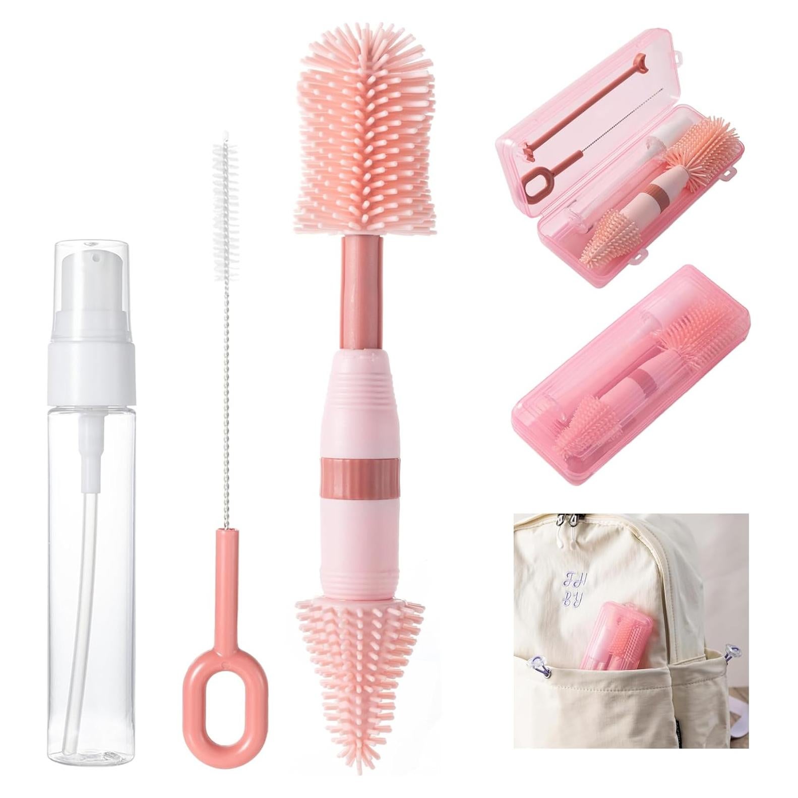 Kit Limpiador de Botellas 6 en 1 Anivona Rosa