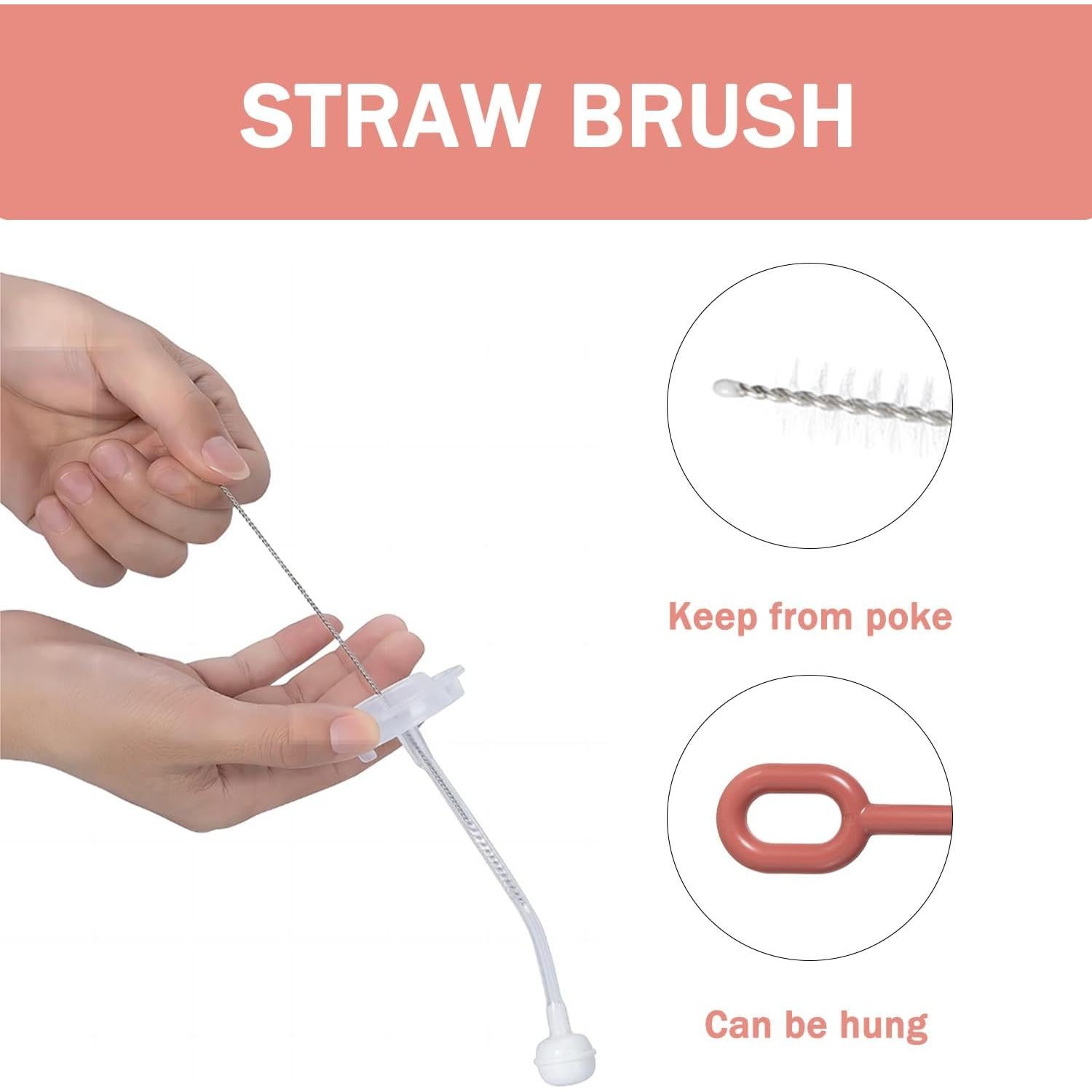 Kit Limpiador de Botellas 6 en 1 Anivona Rosa