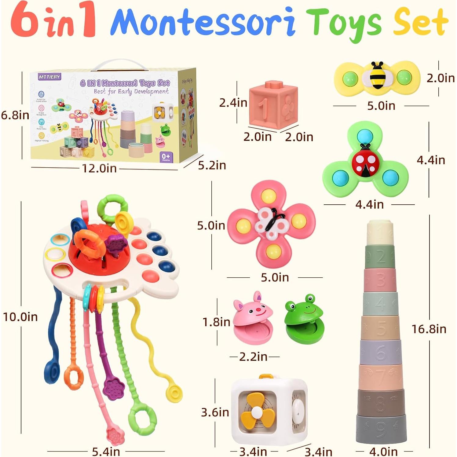 Juguetes Montessori 6 en 1 MTTIERY para Bebés 0-3 Años