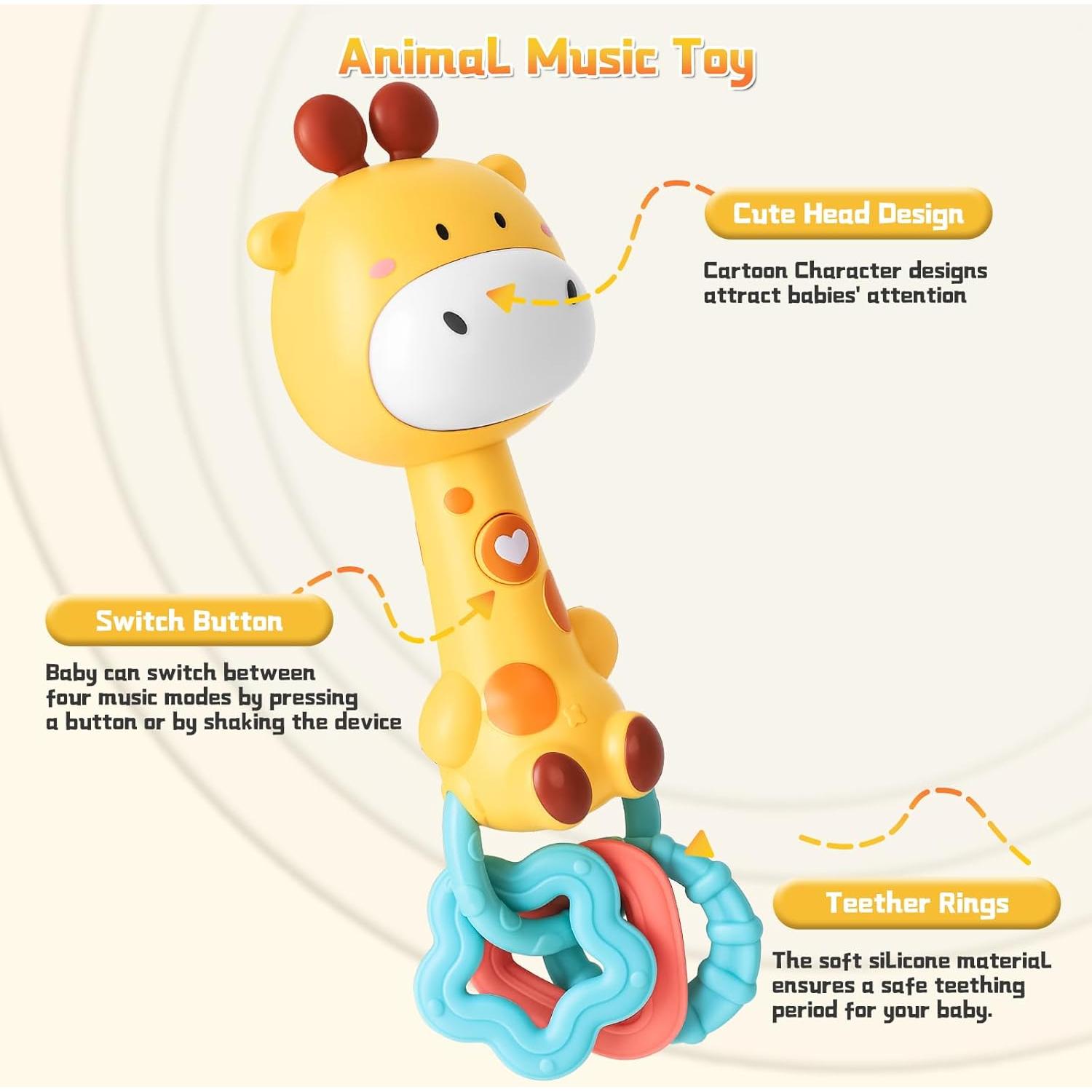 Sonajero Musical Jirafa Geniegoo para Bebés 6-18 Meses