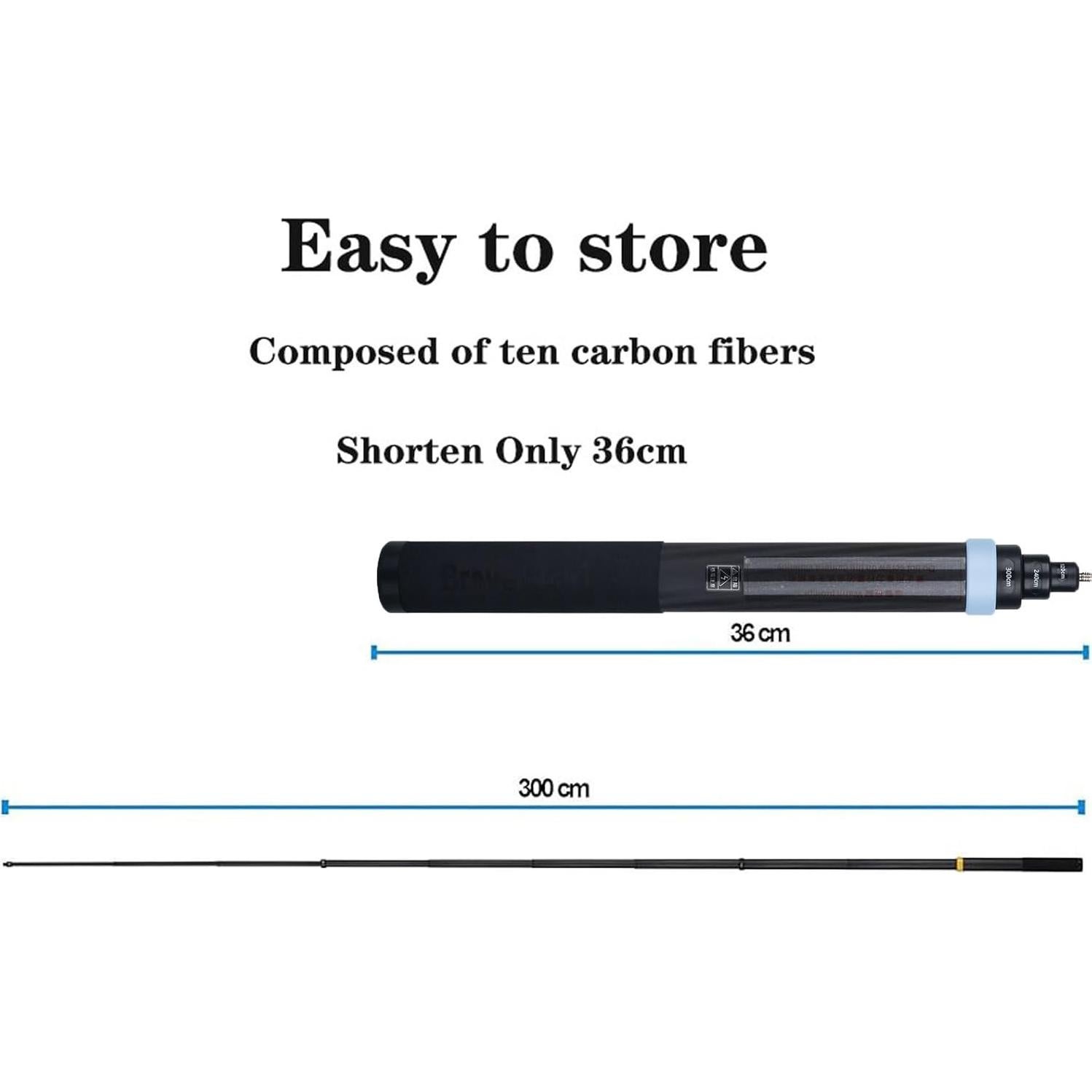 Selfie Stick Telescópico 2.9m Fibra de Carbono Qishang Azul