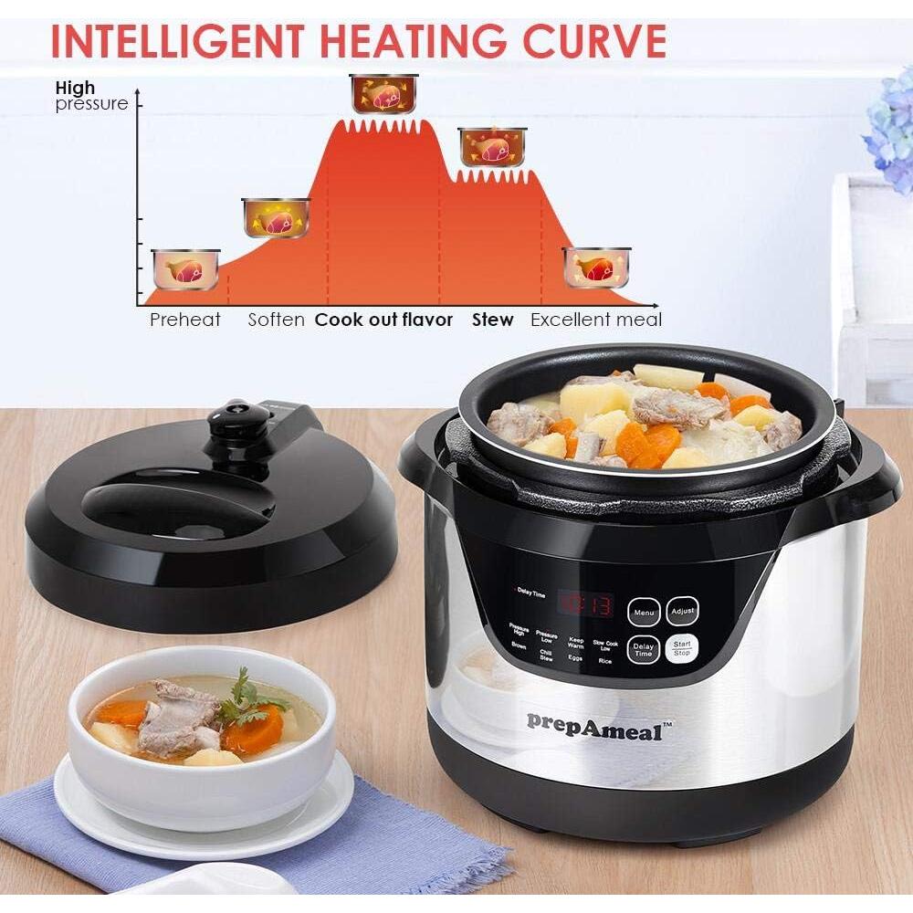 Olla a presión eléctrica prepAmeal 3qt 8 en 1 con pantalla