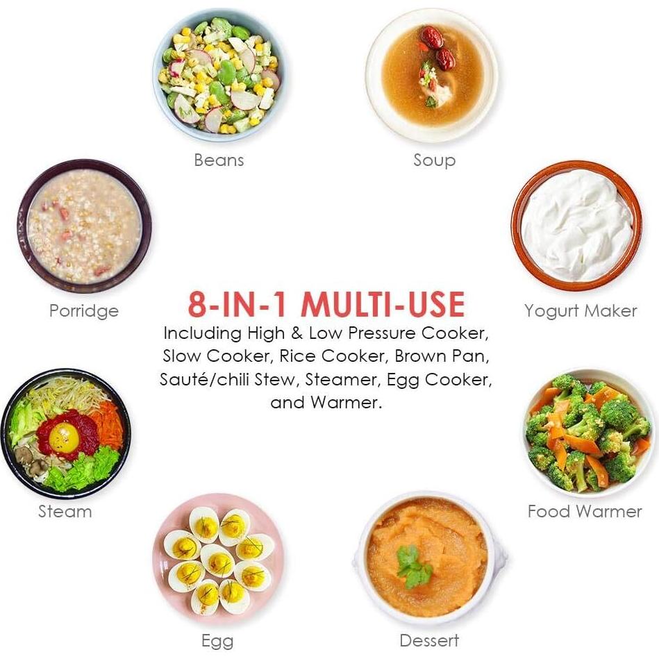 Olla a presión eléctrica prepAmeal 3qt 8 en 1 con pantalla