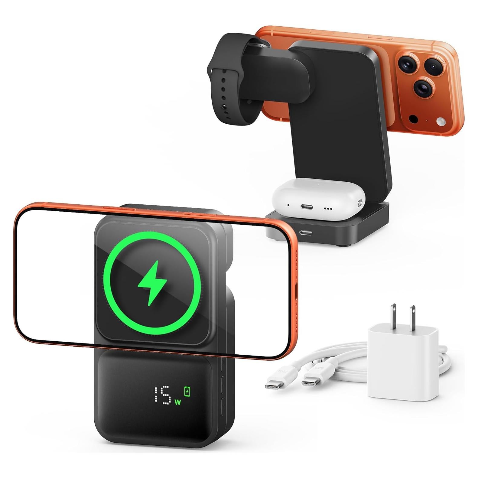 Estación de Carga Inalámbrica 3 en 1 GUSGU 15W para iPhone y iWatch