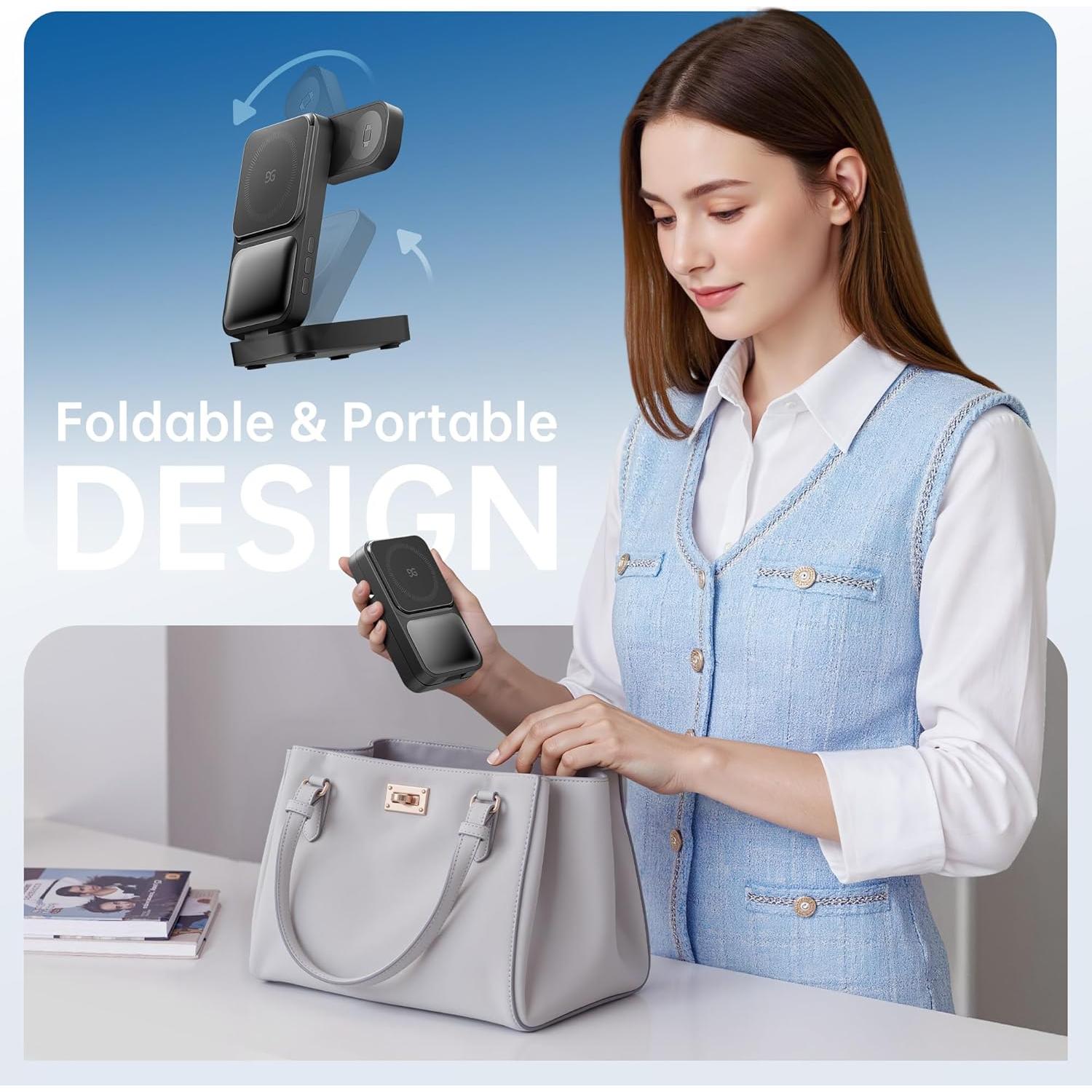 Estación de Carga Inalámbrica 3 en 1 GUSGU 15W para iPhone y iWatch