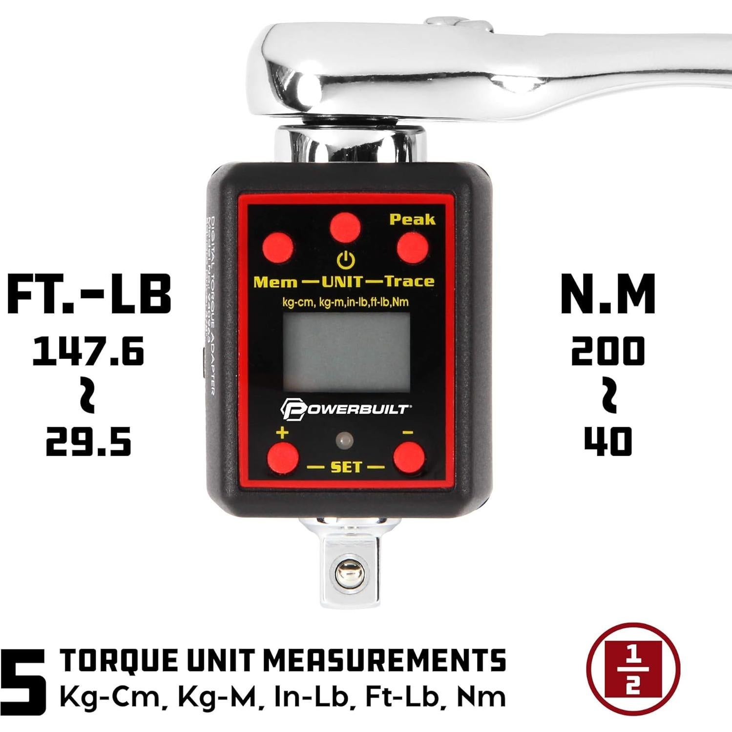 Adaptador de Par Digital Powerbuilt 1/2" 29-147 lb-ft 40-200 Nm
