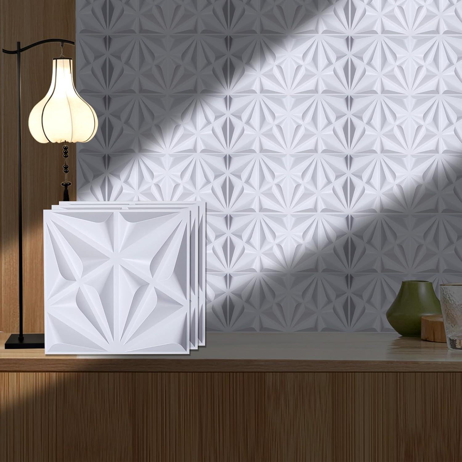 Paneles de Pared 3D WONESZ Blancos 30.48x30.48cm Decorativos