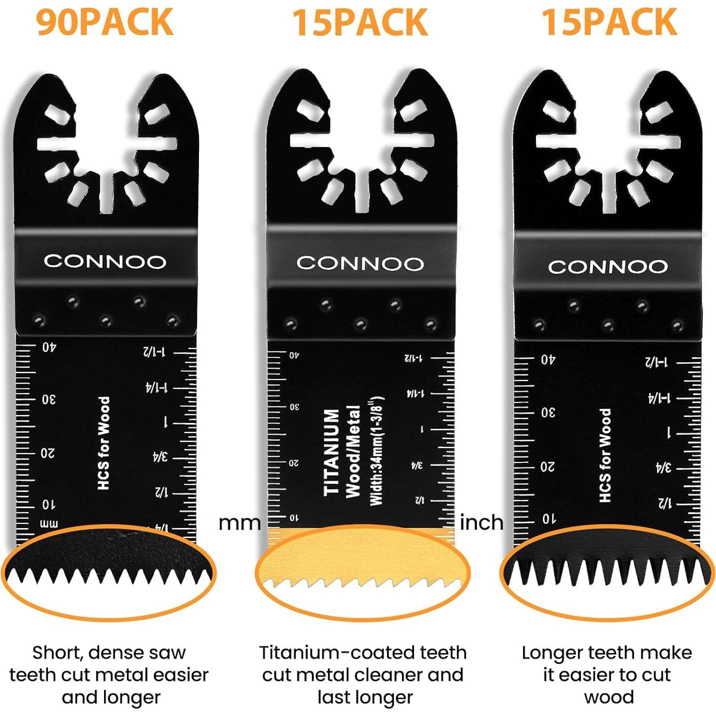 Kit de Cuchillas Oscilantes CONNOO 120 Piezas para Madera y Metal
