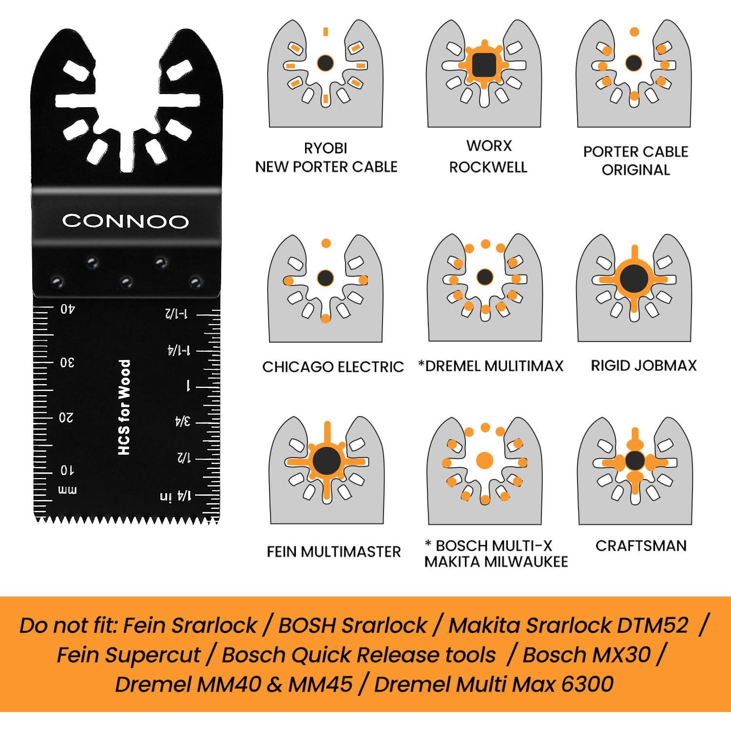 Kit de Cuchillas Oscilantes CONNOO 120 Piezas para Madera y Metal