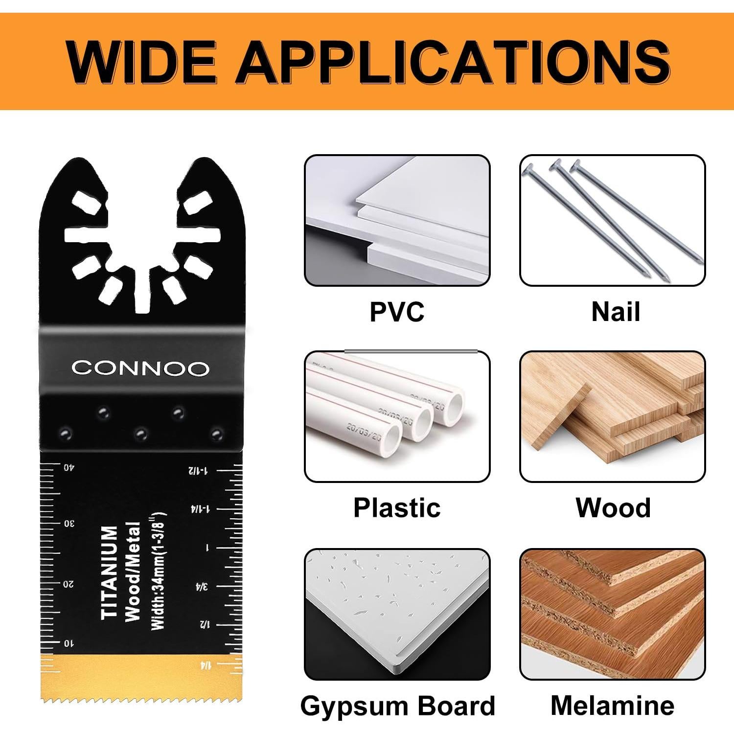 Kit de Cuchillas Oscilantes CONNOO 120 Piezas para Madera y Metal