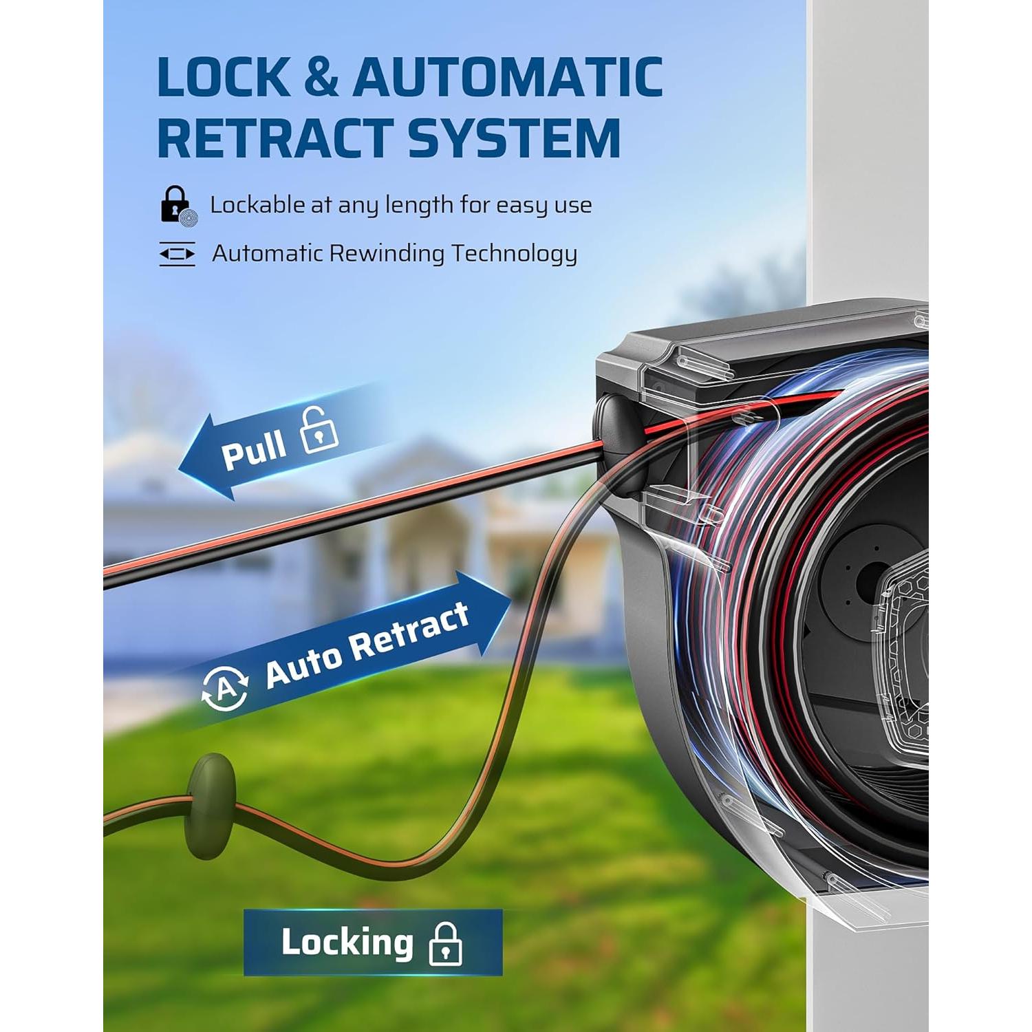 Carrete de Manguera Retráctil DEWENWILS 19.81 m Pared 8 Patrones