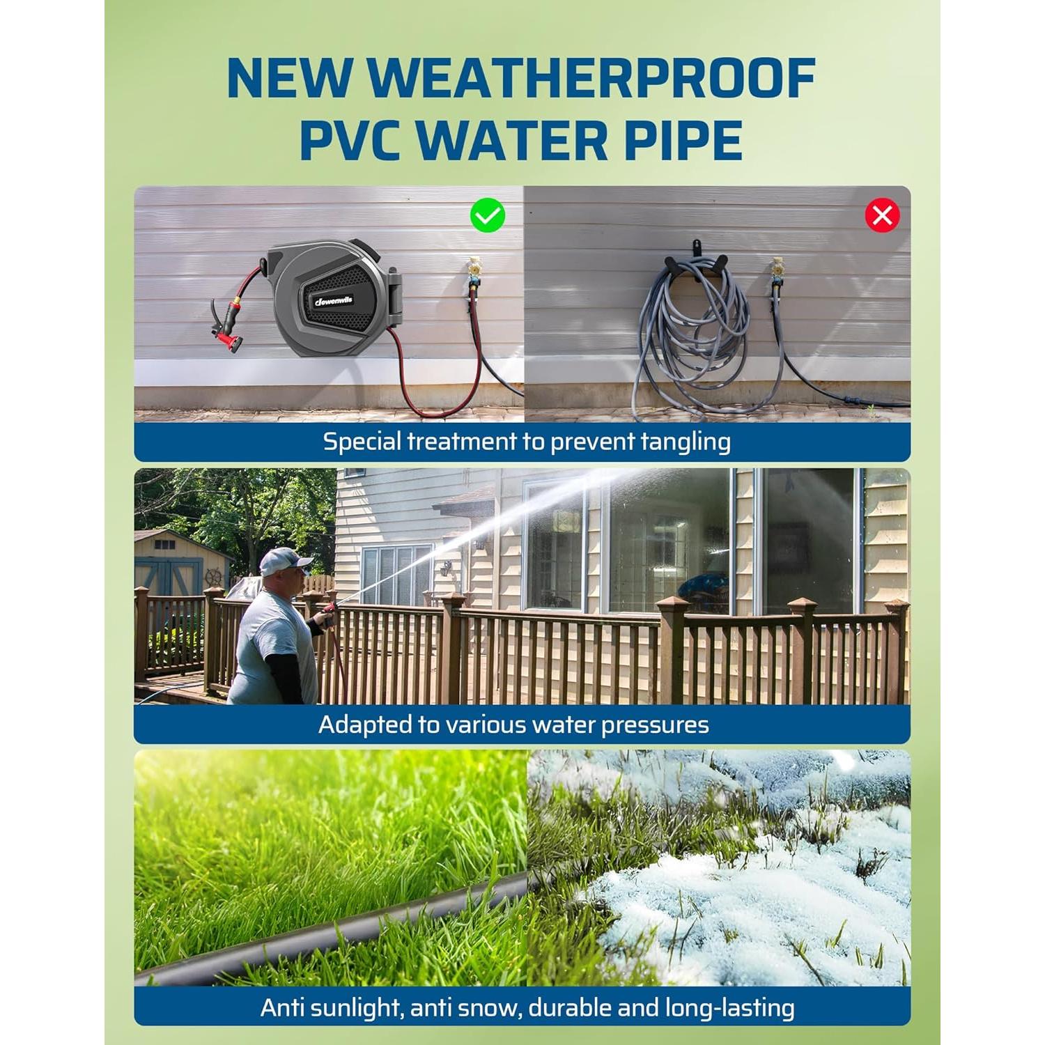 Carrete de Manguera Retráctil DEWENWILS 19.81 m Pared 8 Patrones