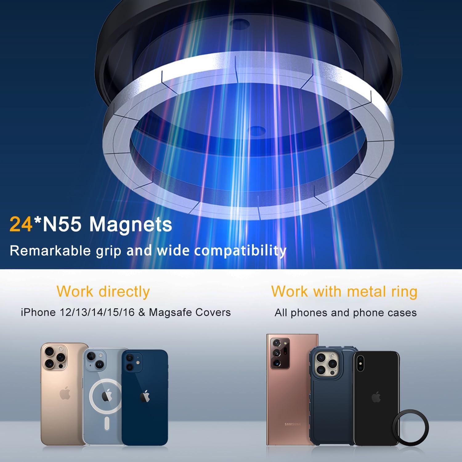 Cargador de coche MagSafe 15W Jkoailiwi con soporte 360°