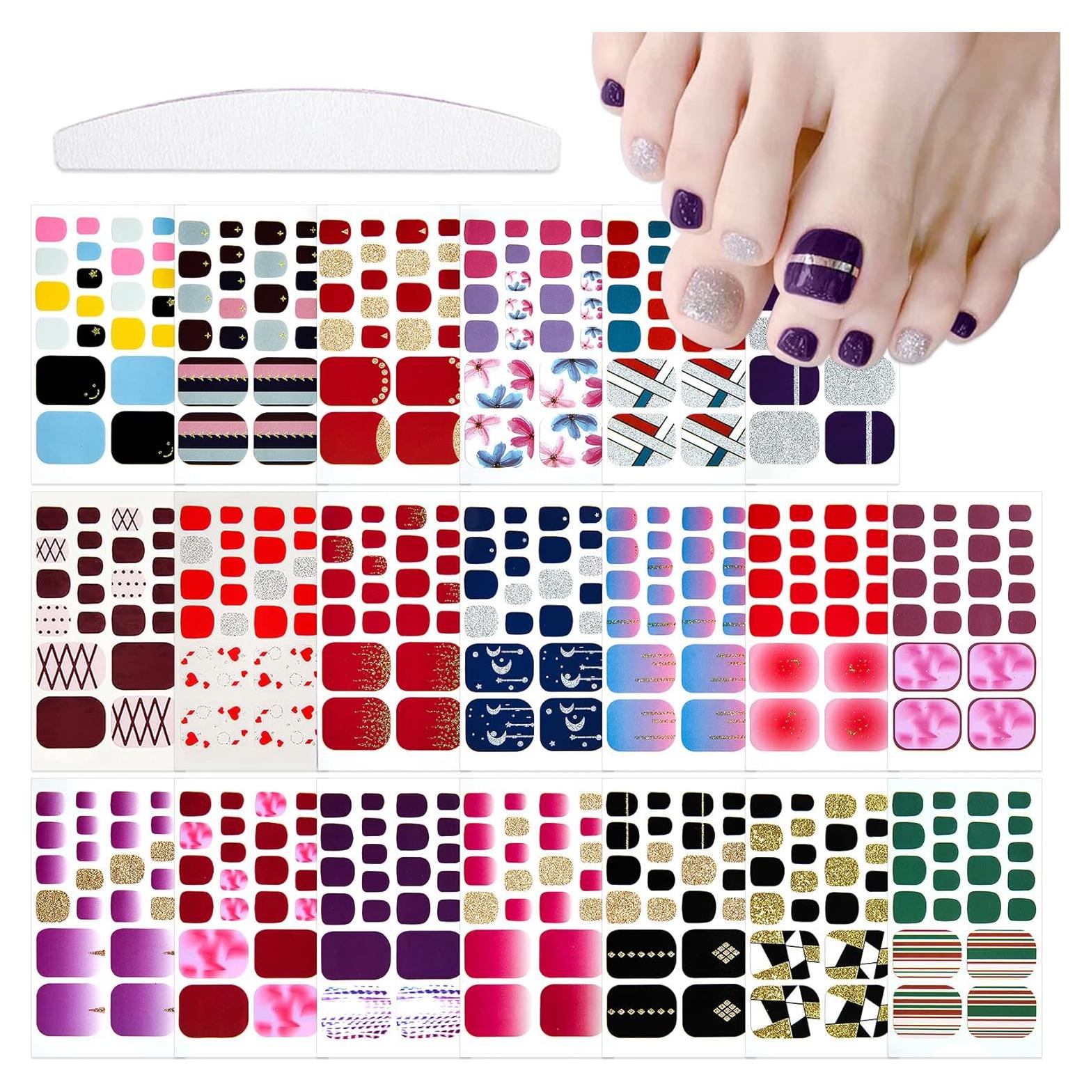 20 Hojas Calcomanías para Uñas de Pies YECIRALA - 440 Pcs