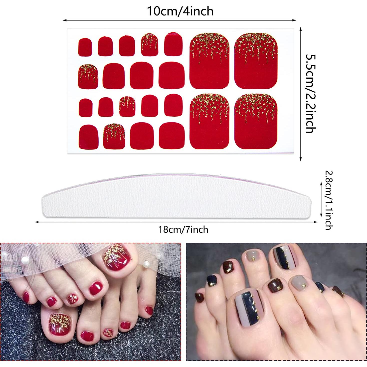 20 Hojas Calcomanías para Uñas de Pies YECIRALA - 440 Pcs