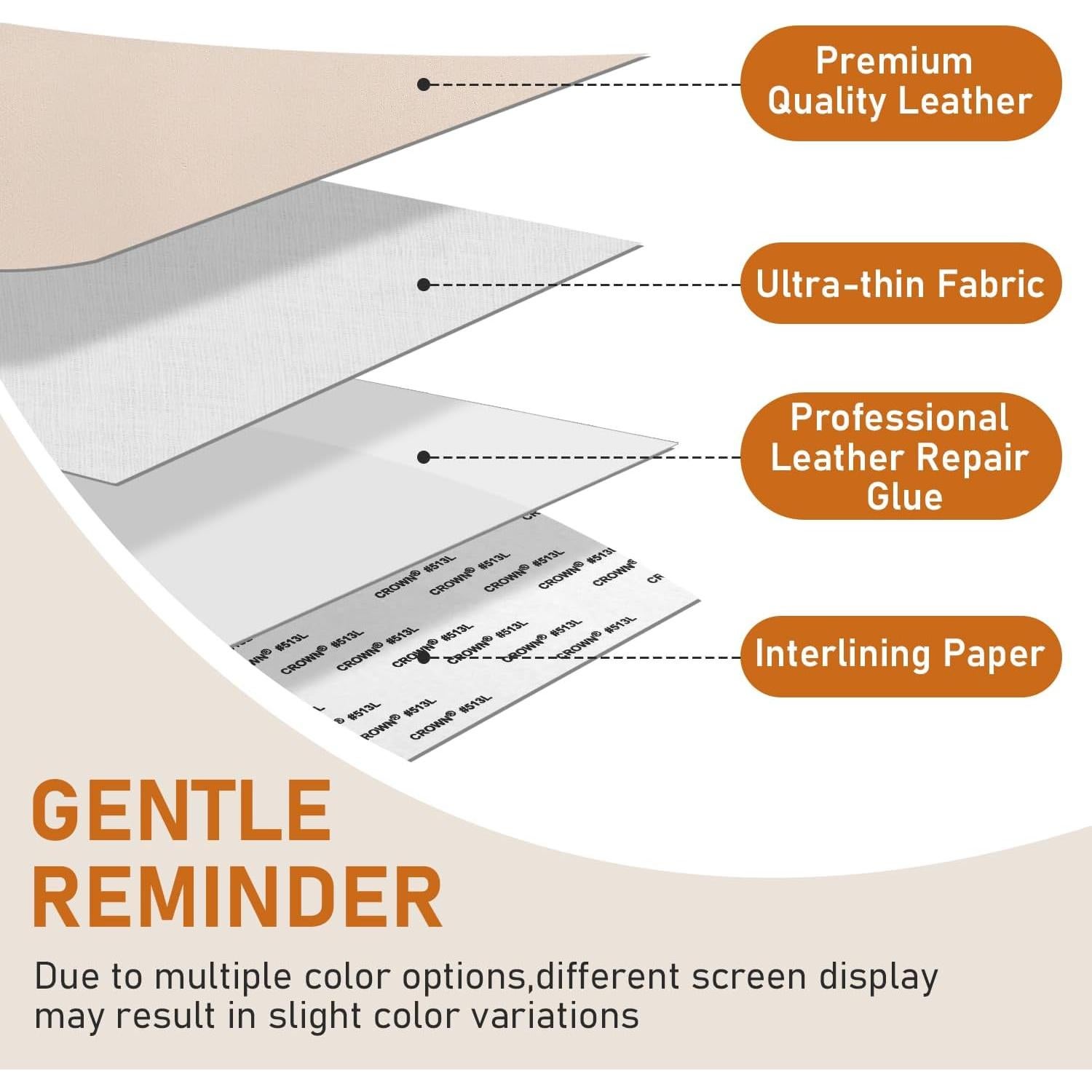 Kit de Parche de Cuero Autoadhesivo FR 20.32x27.94 cm Beige