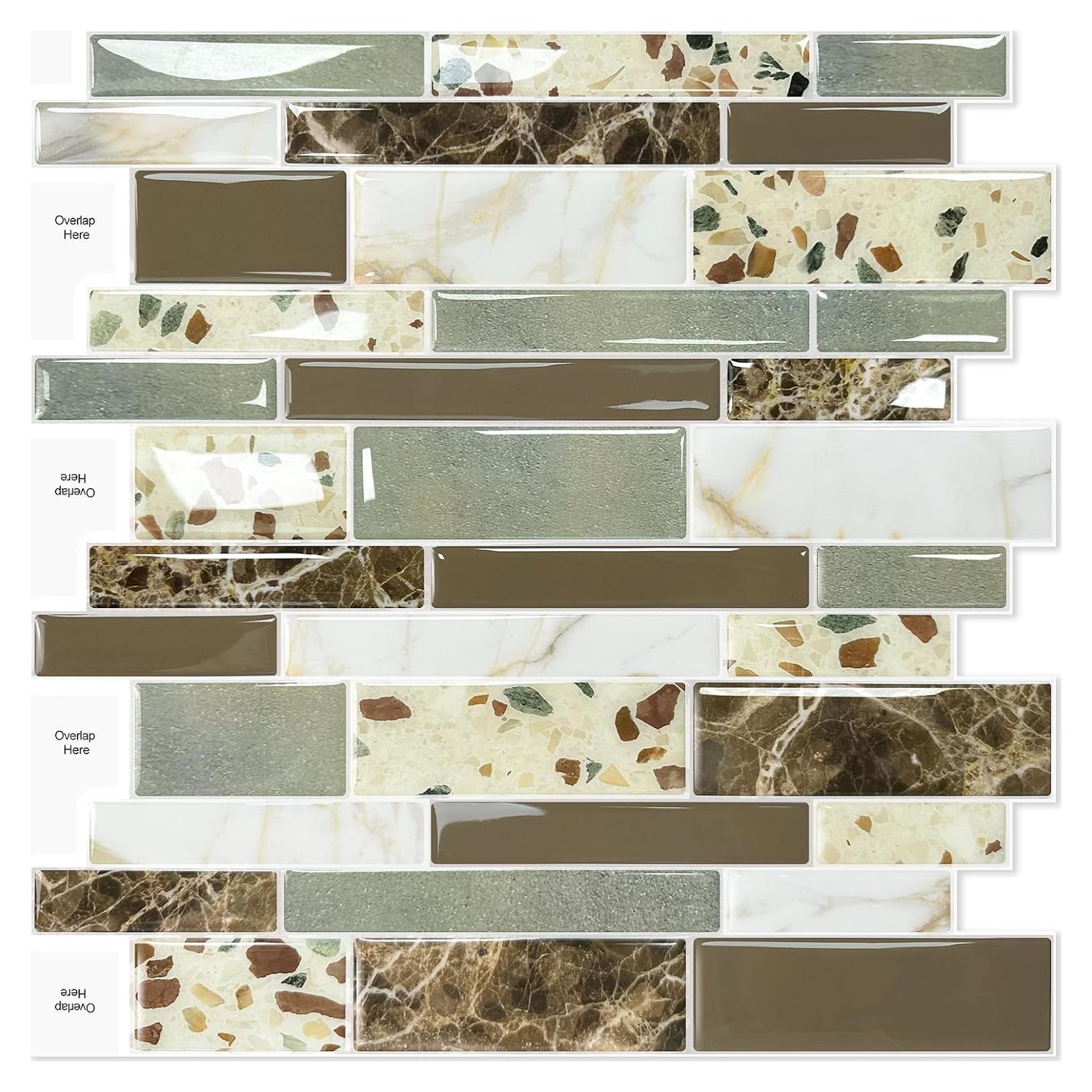 Azulejos Autoadhesivos Vamos Tile 10 Hojas 30.48x30.48cm Mármol Marrón