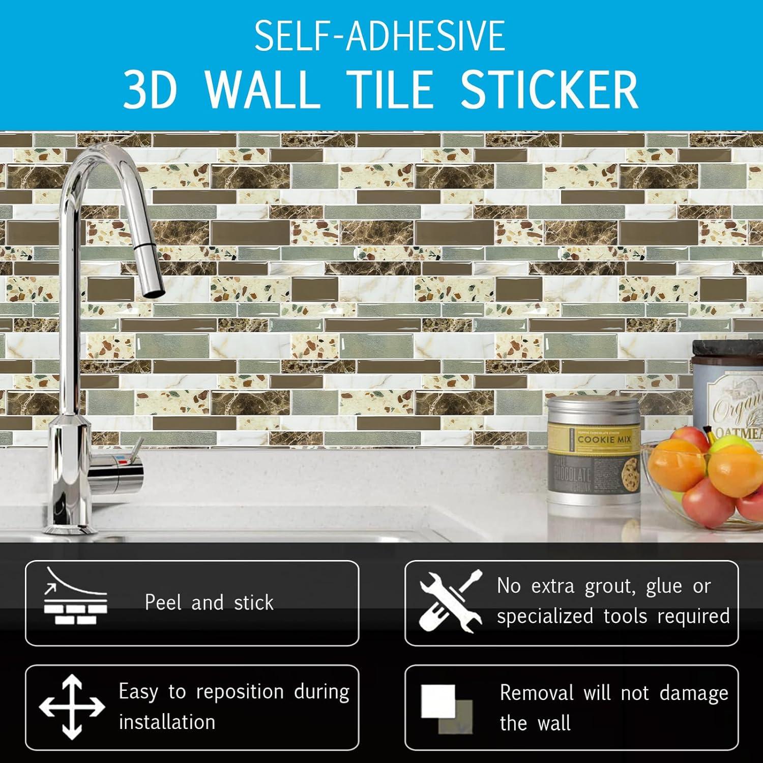 Azulejos Autoadhesivos Vamos Tile 10 Hojas 30.48x30.48cm Mármol Marrón