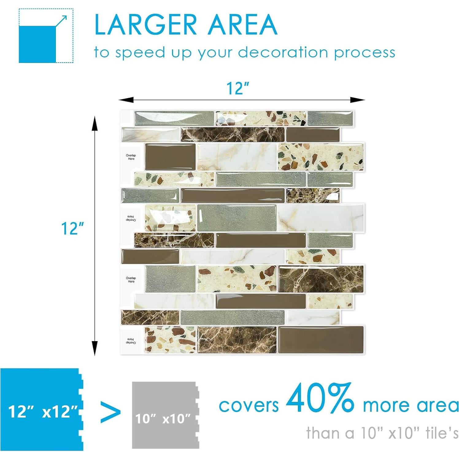 Azulejos Autoadhesivos Vamos Tile 10 Hojas 30.48x30.48cm Mármol Marrón