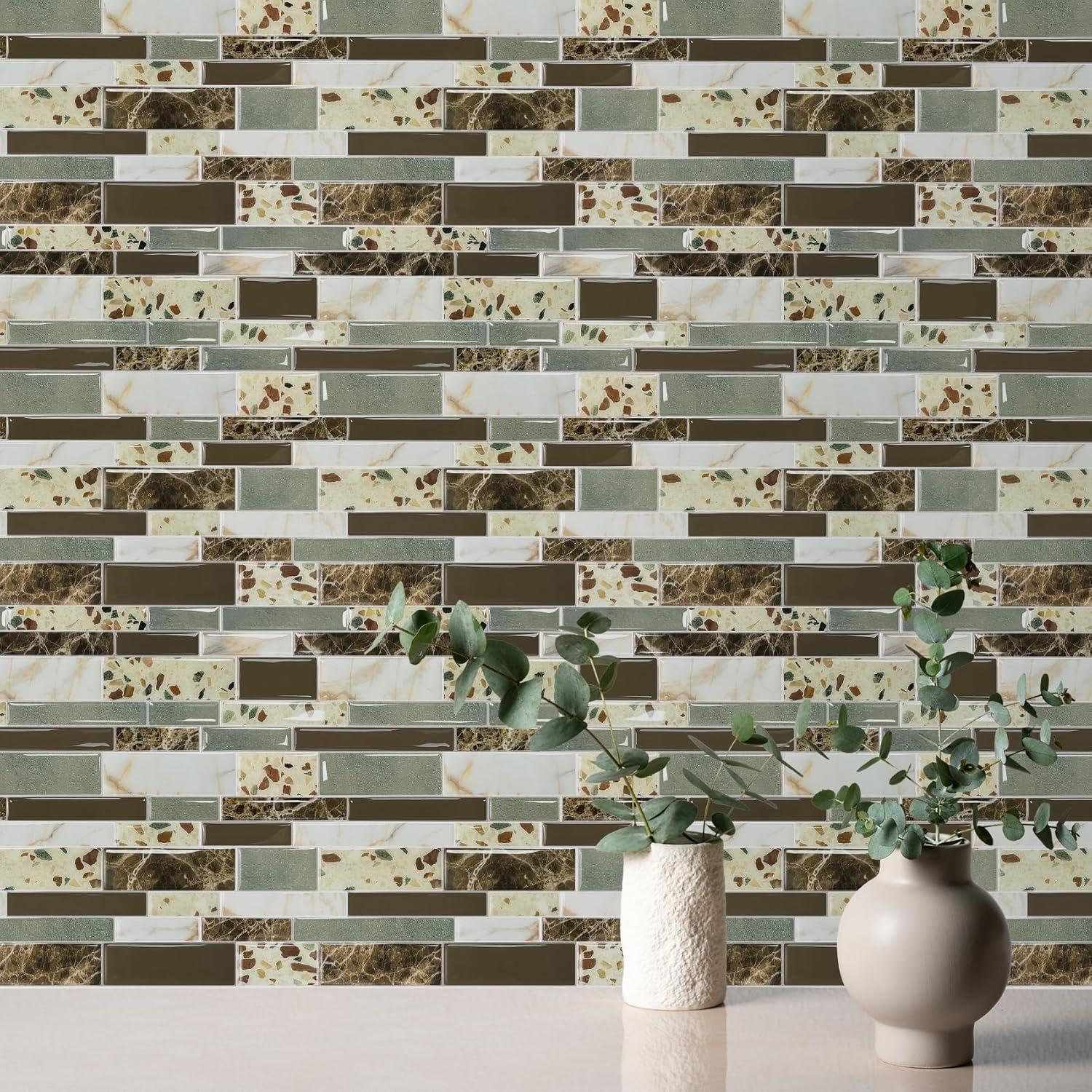 Azulejos Autoadhesivos Vamos Tile 10 Hojas 30.48x30.48cm Mármol Marrón